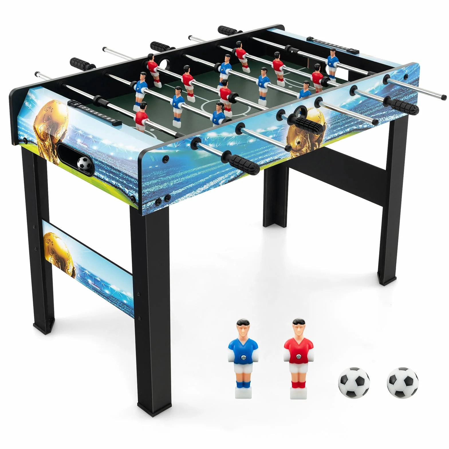 COSTWAY Futbolín de Mesa de 94 cm, Futbolines con Marcador, Patas Extraíbles, Juego de Fútbol para Sala de Juegos, Fiestas, Metegol, Futbolines para Niños y Adultos, 94 x 51 x 68,5 cm