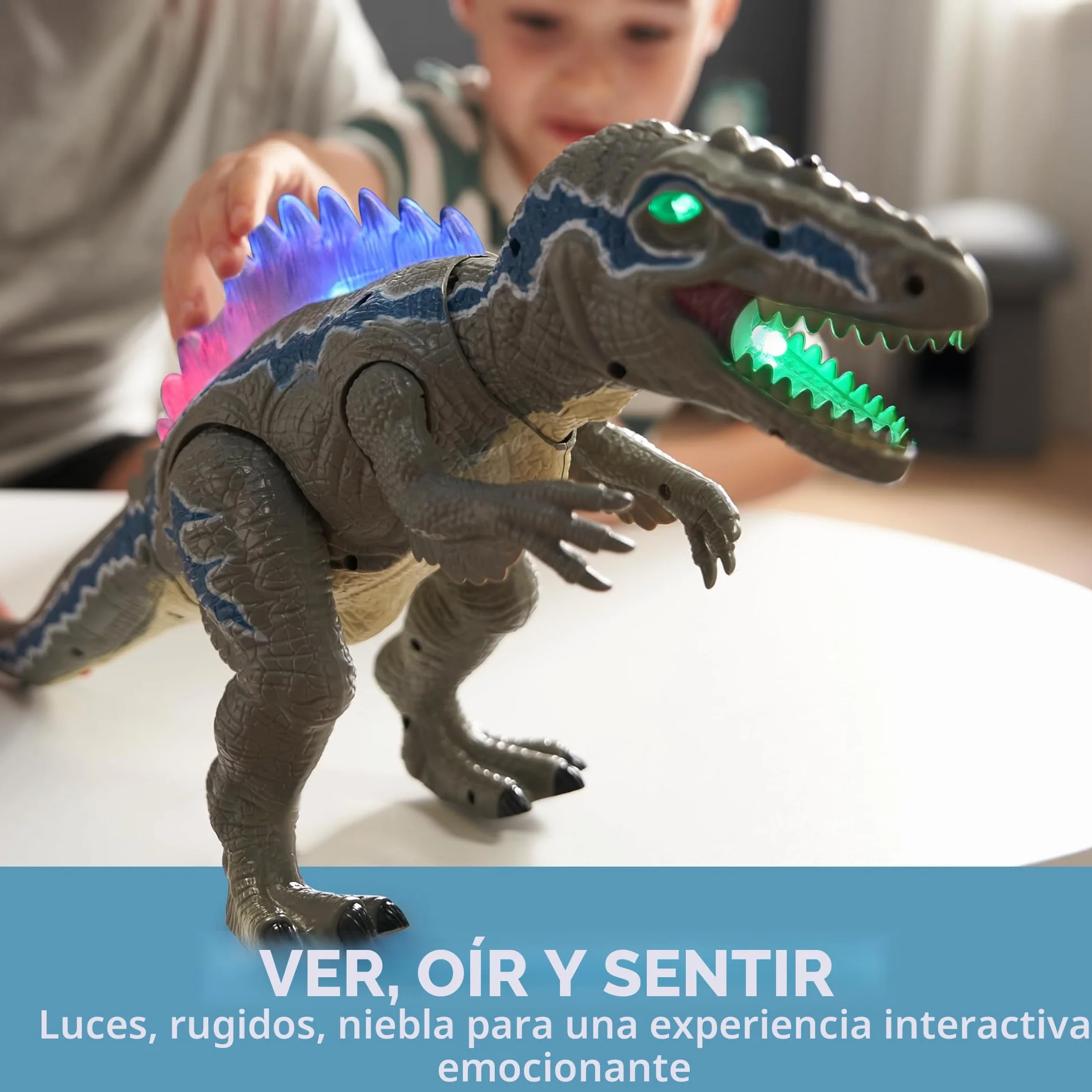 SYNCFUN Juguetes de Dinosaurios de Control Remoto para Niños y Niñas de 3 4 5 6 7 Años, Dinosaurios T-Rex Realistas Que Caminan y Rugen, Regalo de Cumpleaños y Navidad para Niños y Niñas Qequeños