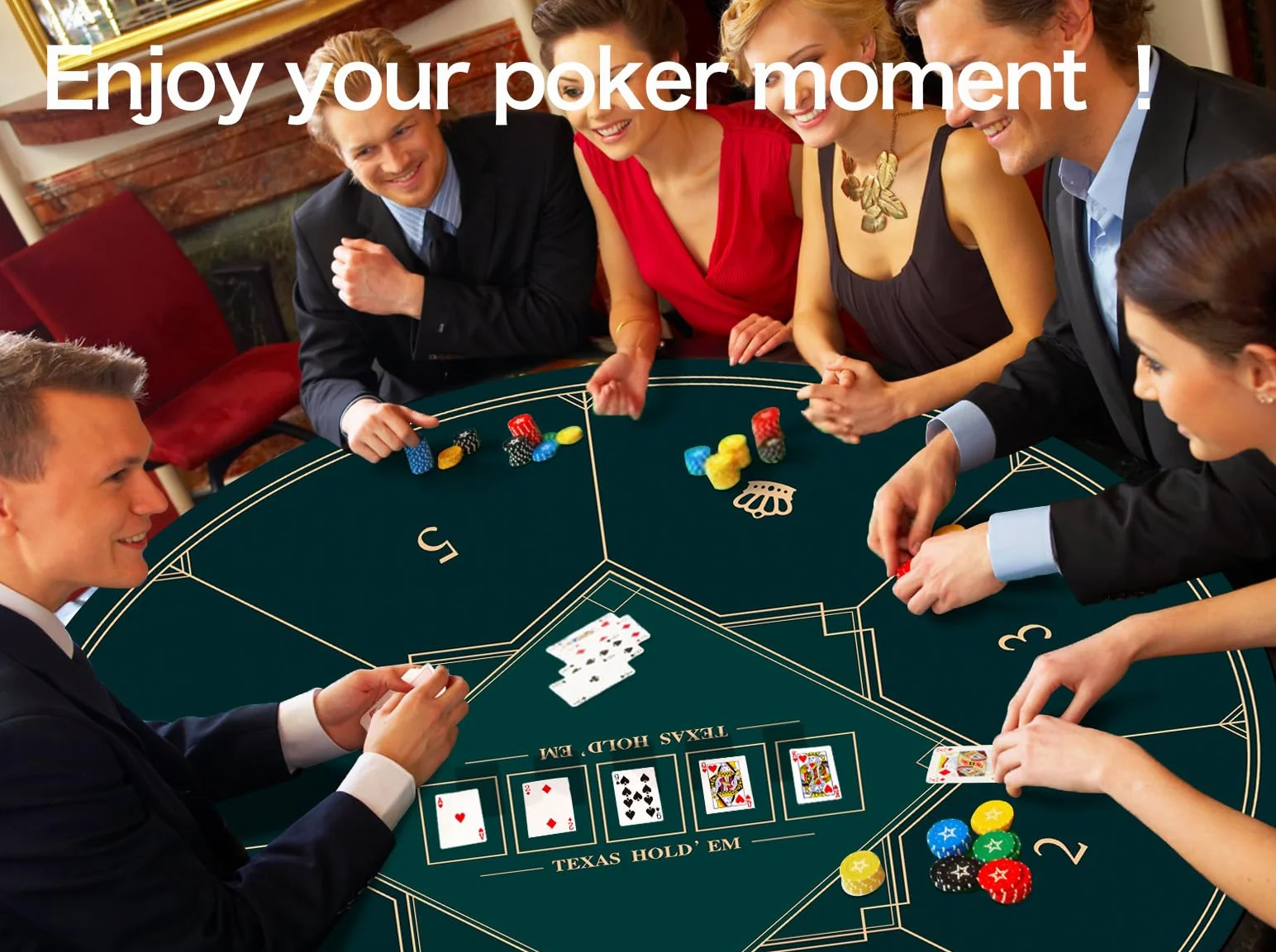 LaiEr Tapete de Póquer Redondo 24/31/39/47/55/63 Pulgadas 6-8 Persona Texas Hold'em Almohadilla de Goma, Mesa Plegable, Tapete de Póquer Portátil, Adecuado para Juegos de Póquer, Blackjack.