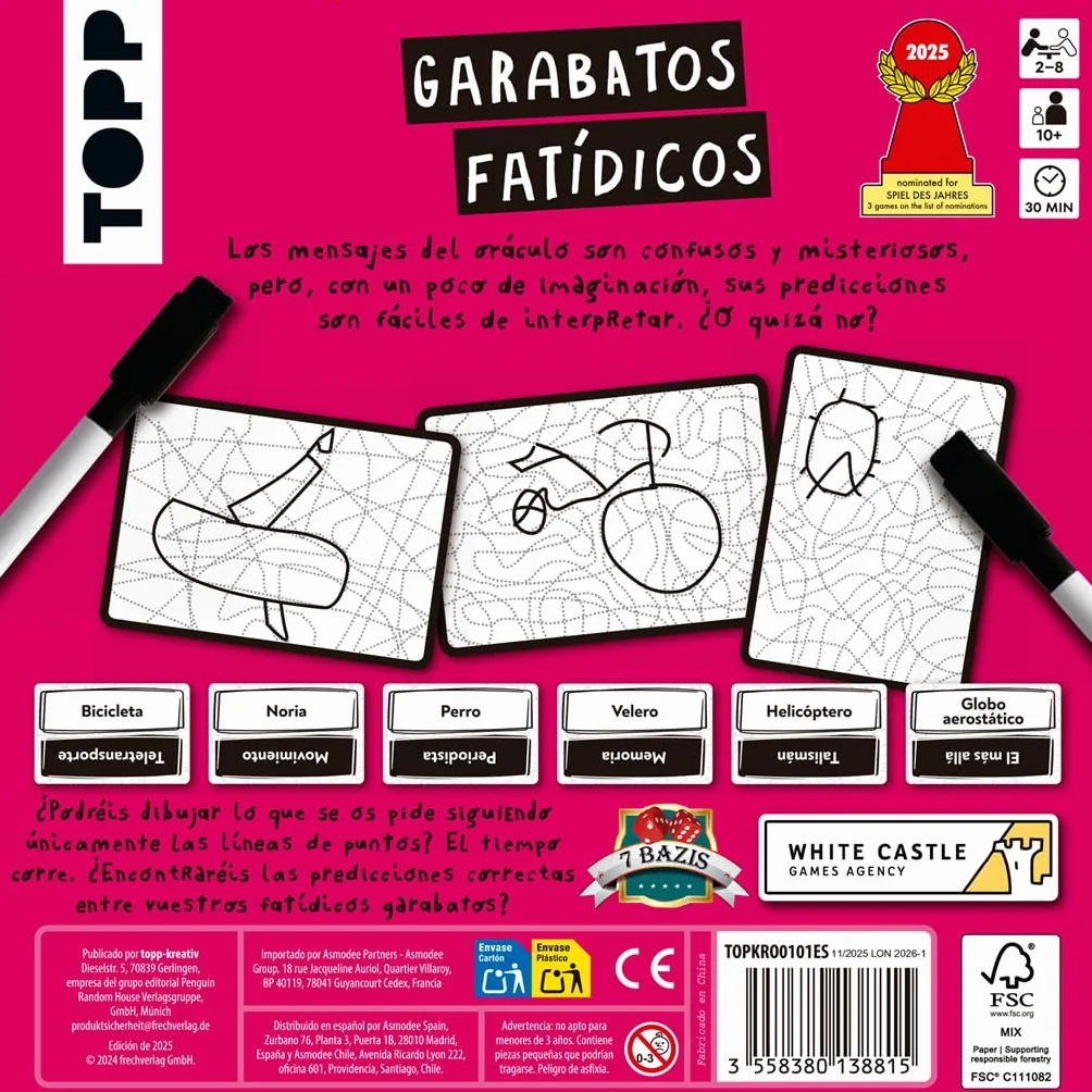 Topp Garabatos Fatídicos, Juego de Mesa, A Partir de 10 Años, De 2 a 8 Jugadores, 30 Minutos por Partida, Español
