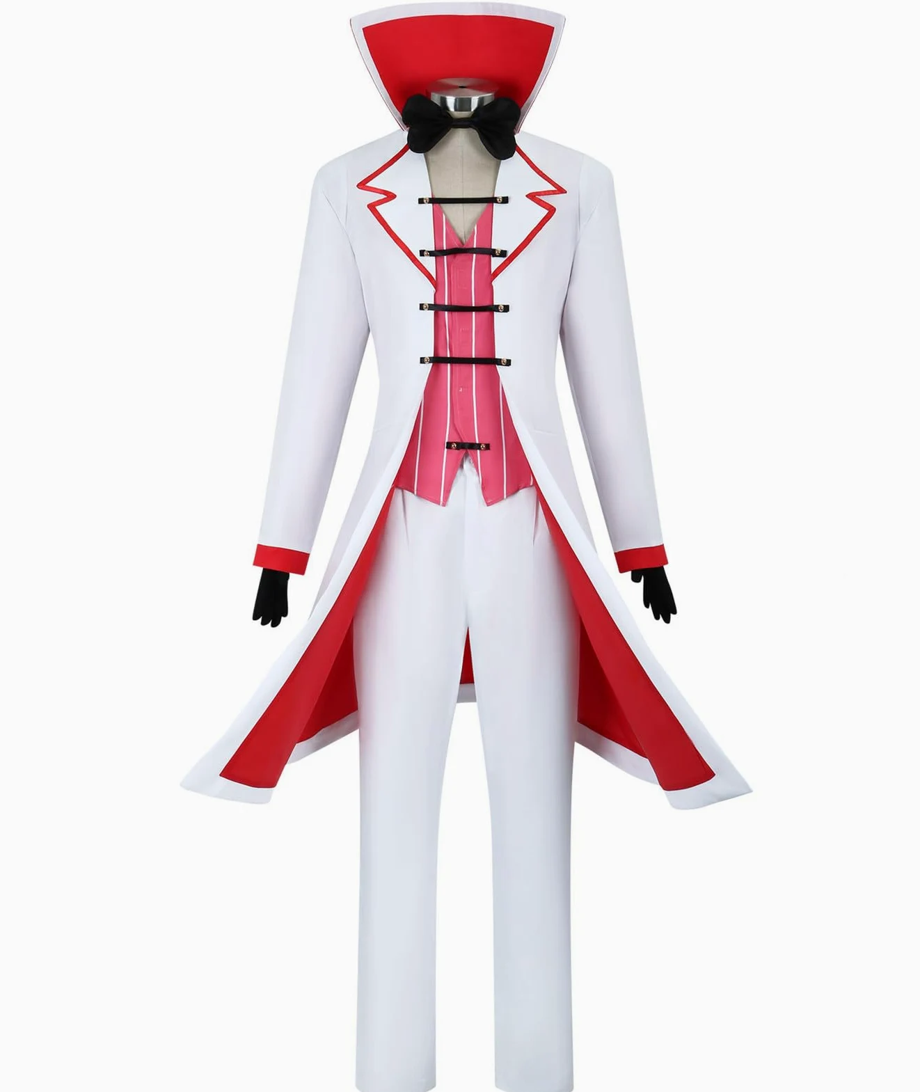 Disfraz de anime blanco para hombre, chaqueta larga, chaleco y pantalón, disfraz de Halloween