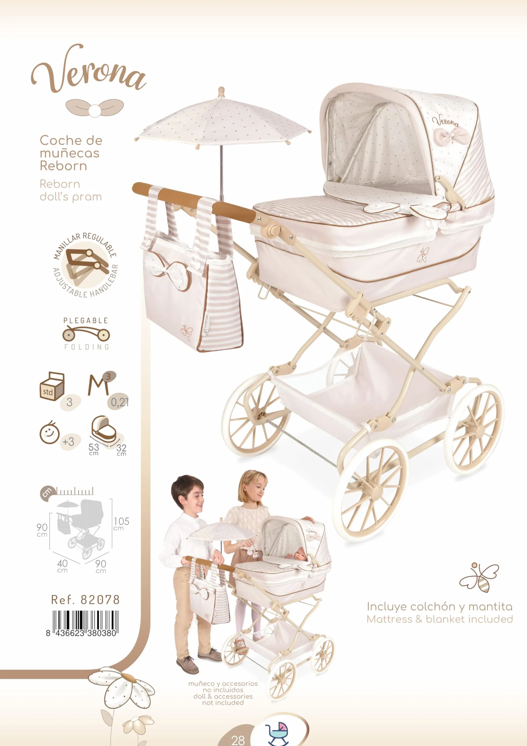 Carrito para Muñecas Decuevas Verona 55 cm