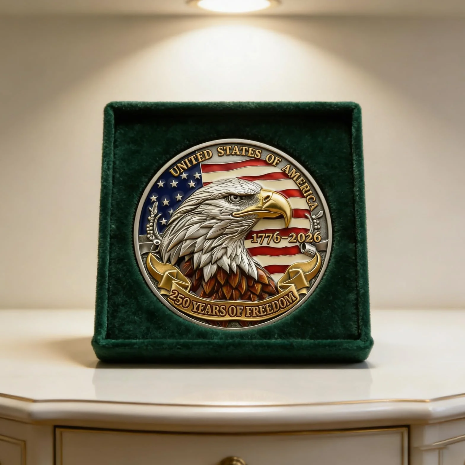 Moneda de artefacto histórico que conmemora los 250 años de independencia de Estados Unidos con emblemas nacionales, medallas coleccionables de regalo de EE. UU