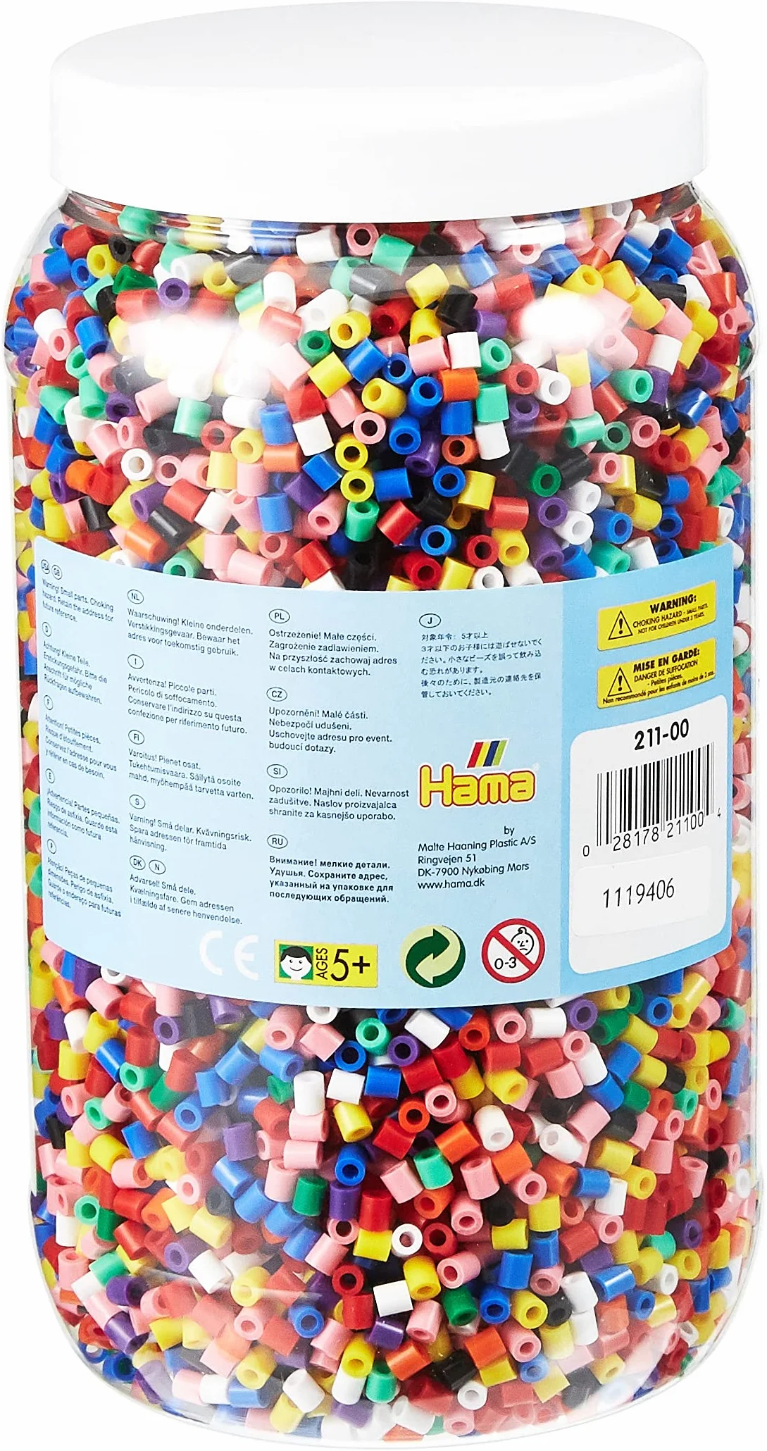 HAMA BEADS - Bote de cuentas Plástico Cilíndricas para creación objetos , color/modelo surtido