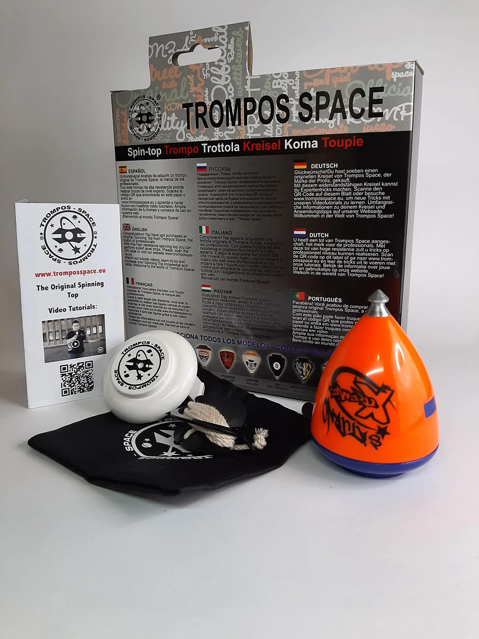 Trompo Saturno Xtreme Peonza Iniciación Punta Fija Acero Doble Grosor Pared Naranja
