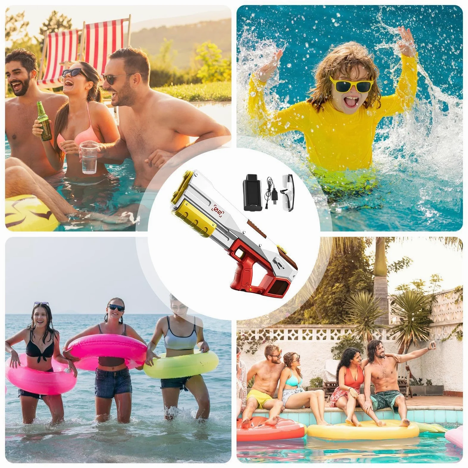 Pistola de Agua Gran Capacidad Eléctrica de Largo Alcance | Rociador de Agua Automático para Niños para Patio Trasero, Playa, Piscina, Viajes, Vacaciones, Parque, Césped, Camping,