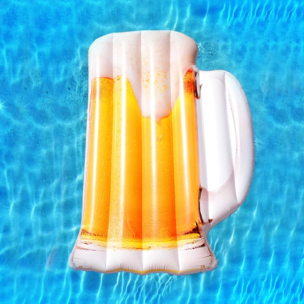 Generisch Cama flotante para piscina – 182 cm – Tumbona hinchable de PVC | Cómodo colchón de agua en forma de cerveza para piscina Lake Beach | Cama de piscina – Diversión de verano para adultos
