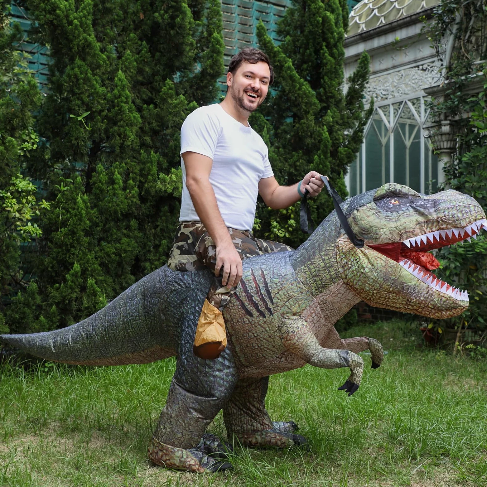 LMYOVE Disfraz inflable de dinosaurio de Halloween para adultos, divertido disfraz de Halloween para mujeres y hombres (pilas no incluidas)
