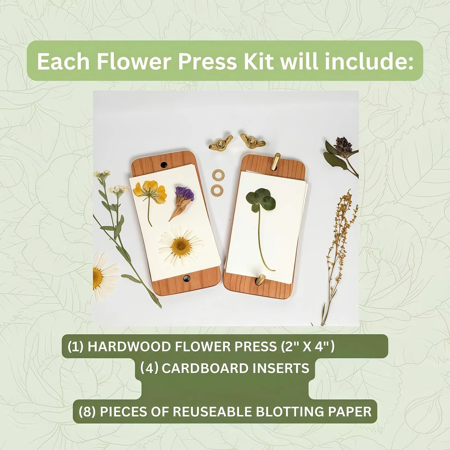Mini Flower Press, Wooden Craft Kit, Compact 10 cm Portable Tool for Nature Lovers, Reutilizable Plant Pressing Set, DIY Jewelry Accessory, Home Classroom Art Hobby Inspiration