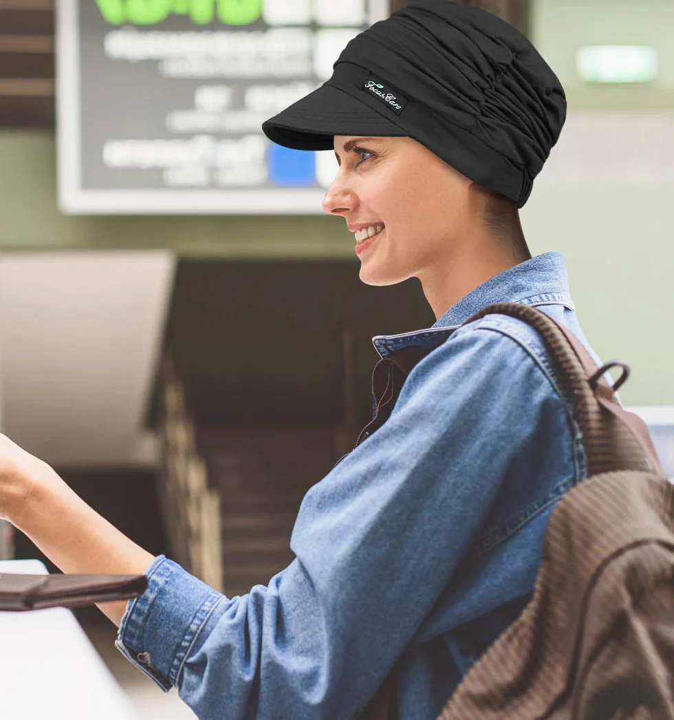 Gorra suave de bambú tipo turbante para mujer para caída del cabello en quimioterapia