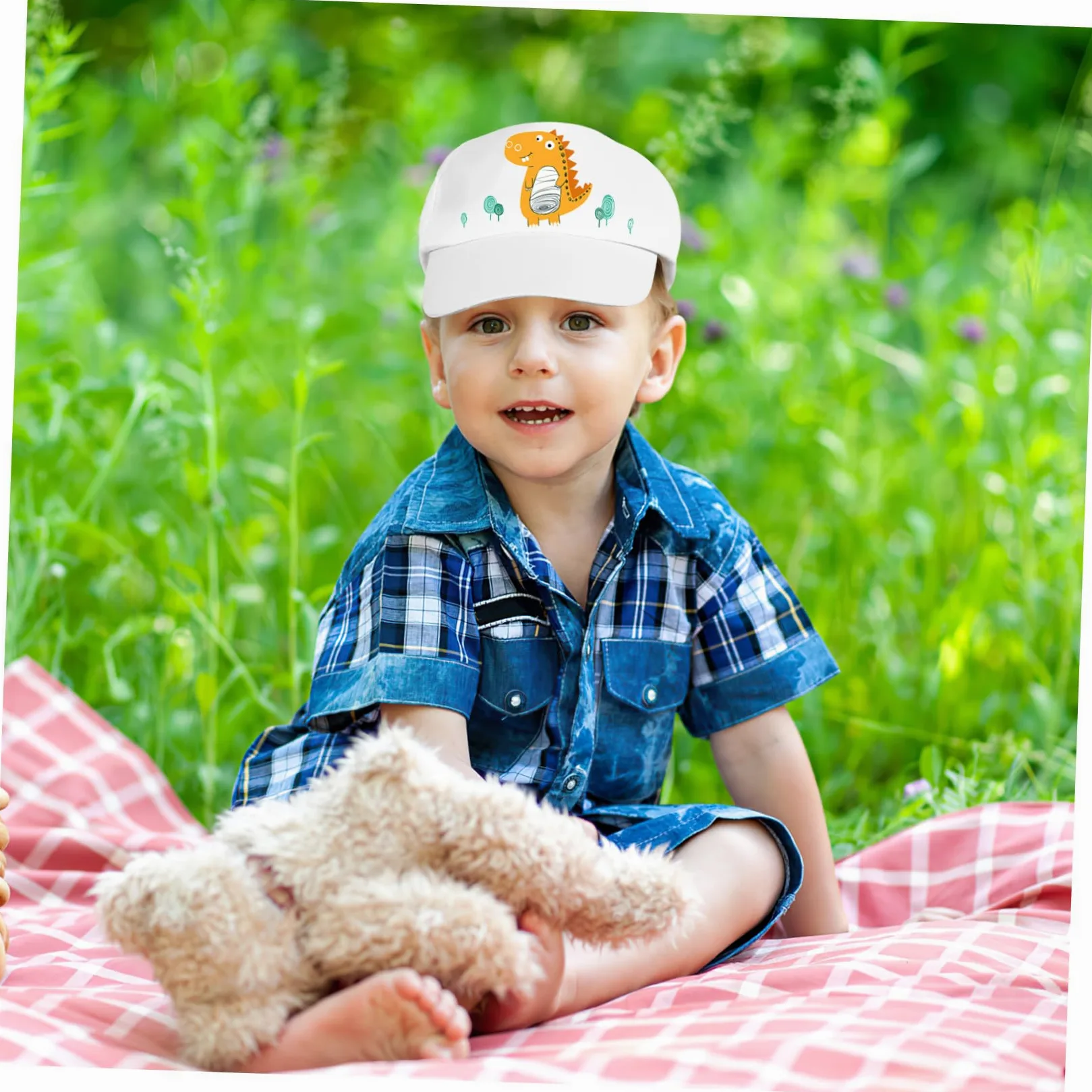 TOYANDONA Sombrero para Niños de Algodón Blanco, 10 Piezas, Visera Ligera y Resistente, Adecuado para Pintar y Actividades Creativas