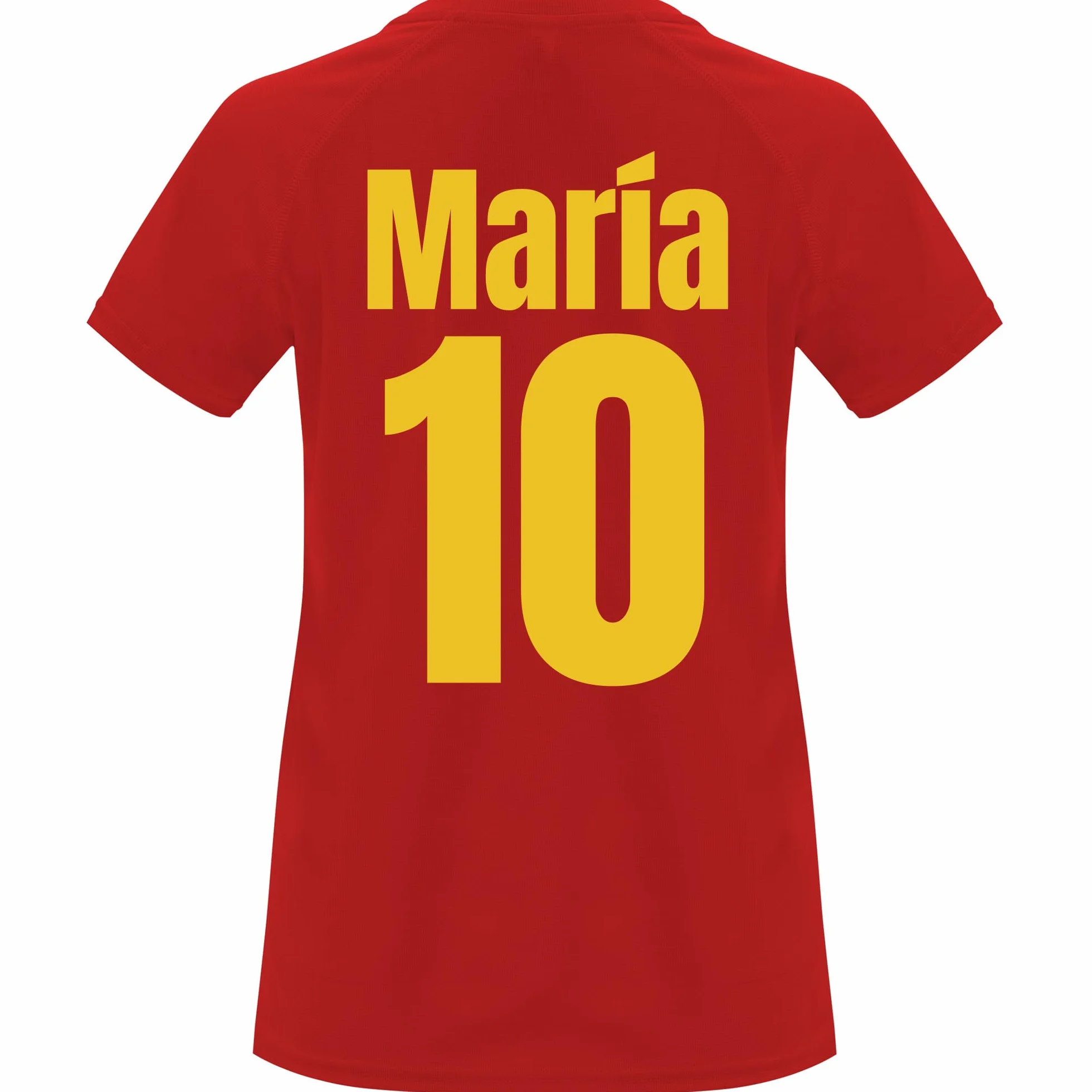 Camiseta Fútbol España Mujer Personalizada con Nombre y Número Escudo