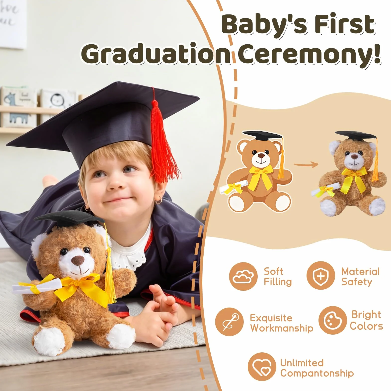 BEJOY Oso de peluche para graduación, 20 cm