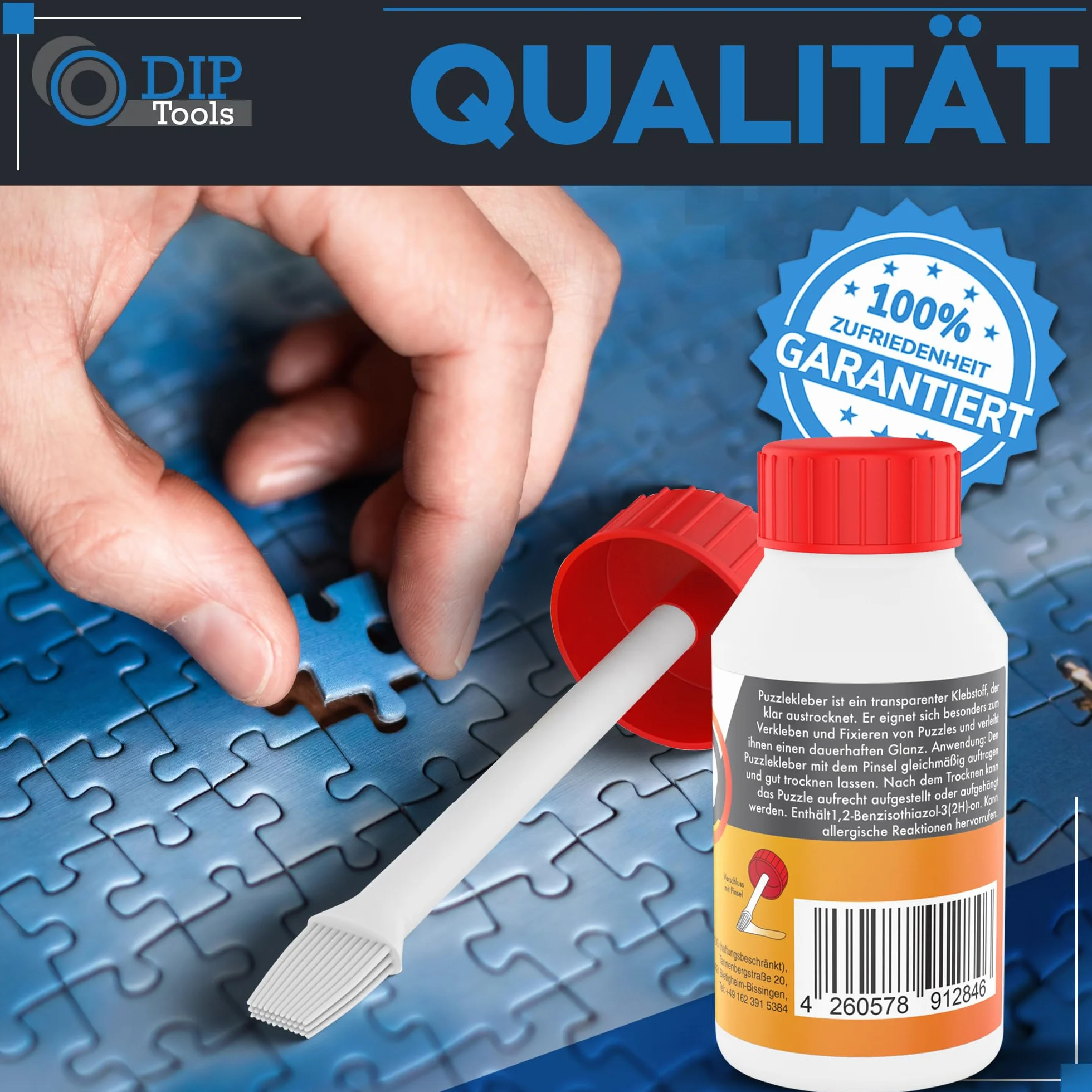 DIP-Tools - Pegamento transparente y rápido de secado para puzles, agarre duradero y brillo