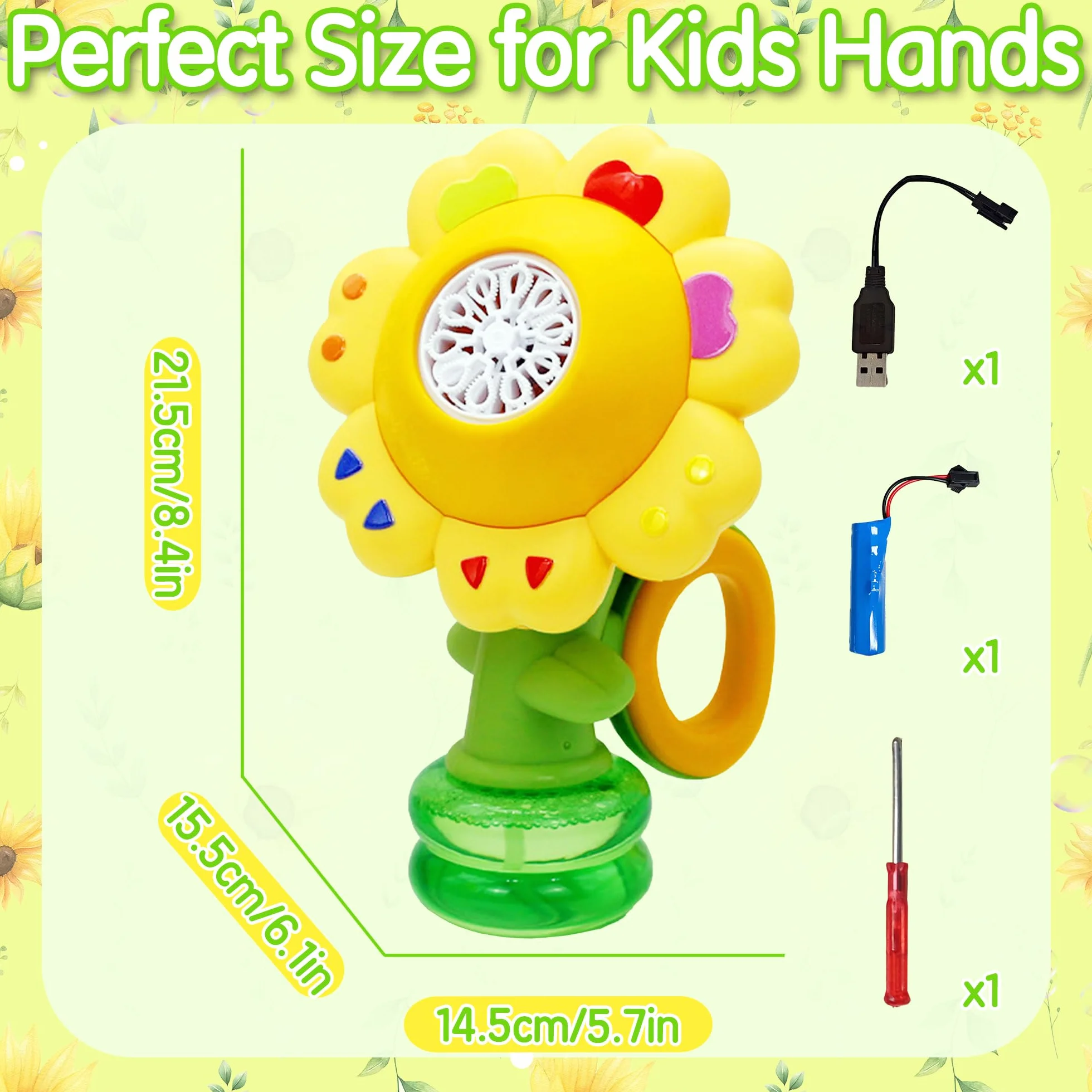 Máquina de Burbujas Florales, Máquina Automática de Burbuja con Luz, Bubble Blower con Concentrado de Burbujas y Batería Recargable, Juguete para 3-8 Años Niño Fiesta Cumpleaños al Aire Libre Regalo