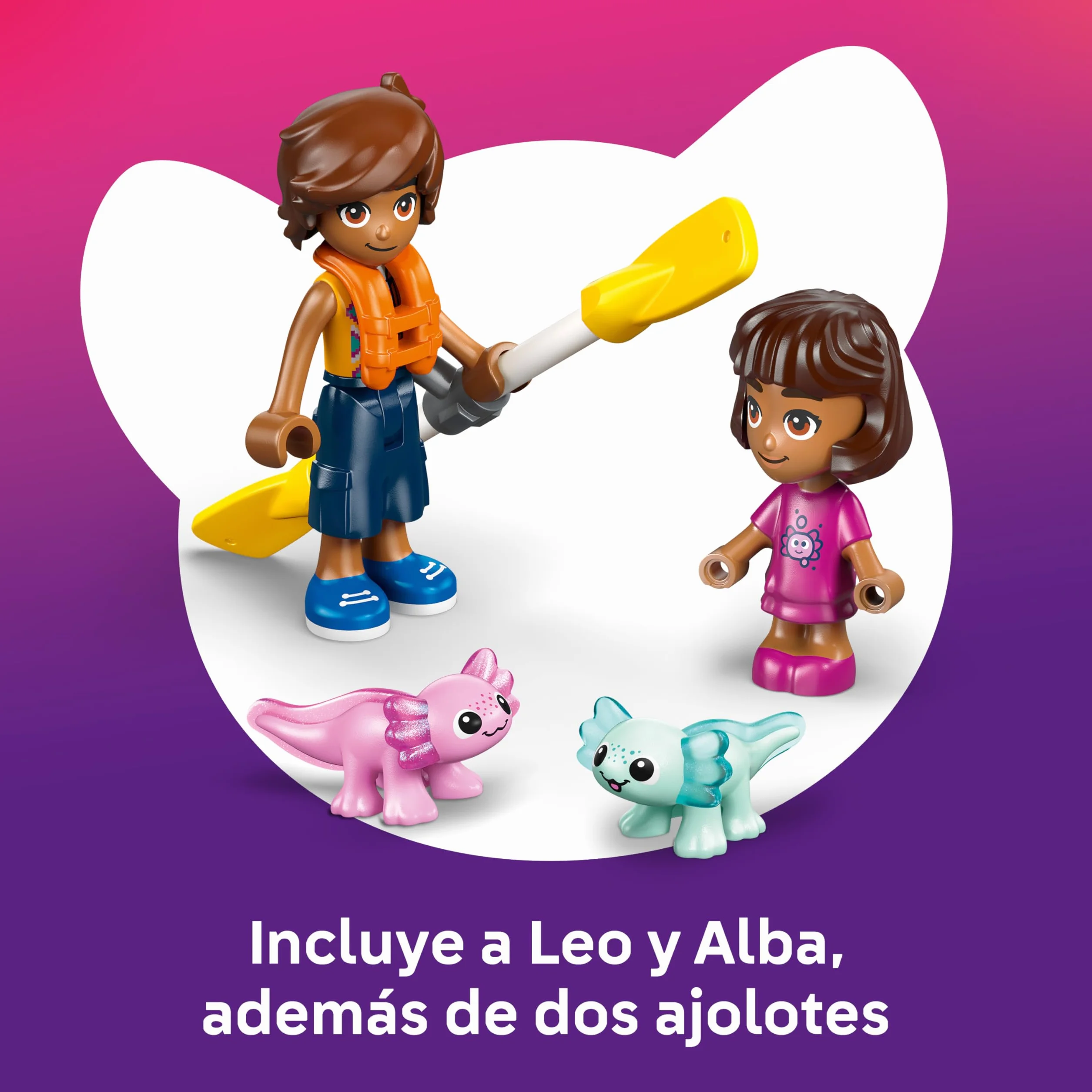 LEGO Friends Aventuras en el Barco-Ajolote de Juguete - 2 Mini Muñecos, 2 Figuras de Animales Adorables, Plantas, Flores y Accesorios - Regalo de Cumpleaños para Niñas de 5+ Años - 42681