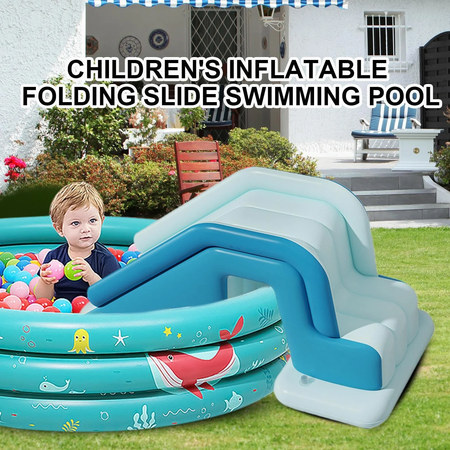 Tobogán Acuático Inflable para Piscina - Tobogán para Piscina Infantil, Tobogán Inflable para Piscina, Tobogán para Piscina De Bolas Y Piscinas, Tobogán Hinchable Infantil para Piscina Pool