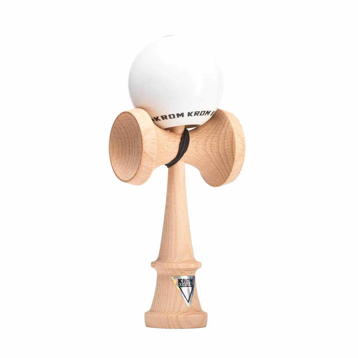 KROM Kendama POP LOL Blanco – de madera de haya certificada – Madera de alta calidad – Para principiantes y profesionales – Pack : cuerda de repuesto + pegatinas