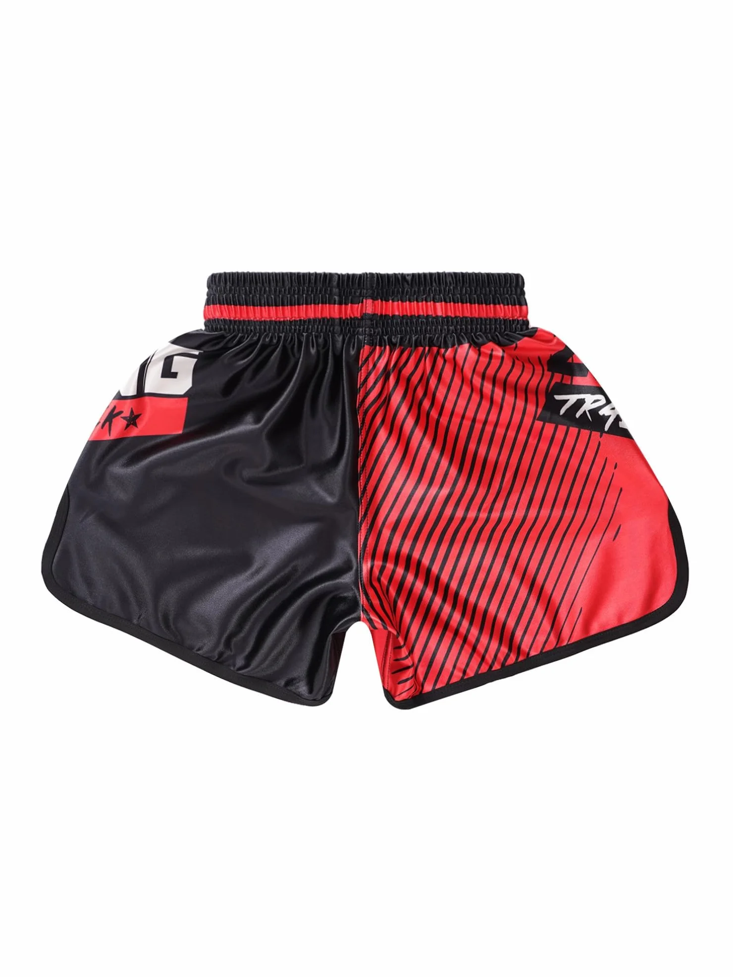 Pantalones cortos Muay Thai niños boxeo artes marciales kickboxing rojo negro 5-6 años
