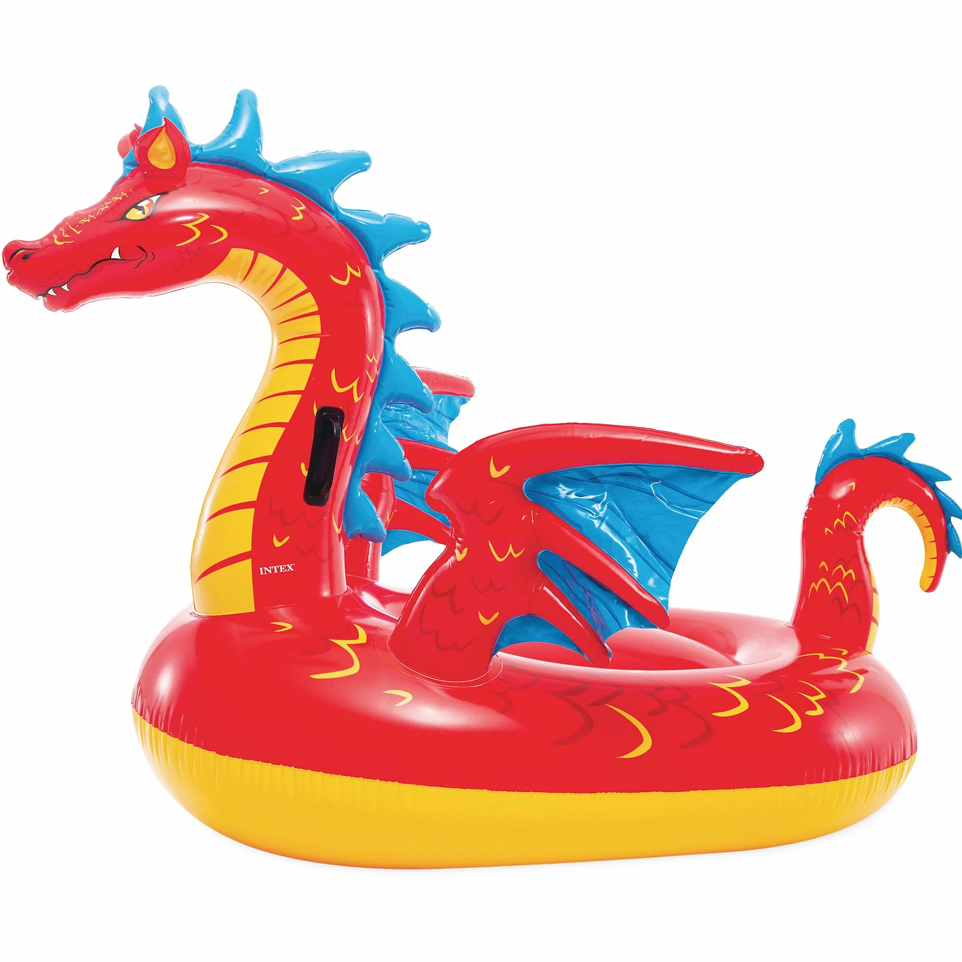 Intex, Flotador Hinchable, 198x173 cm, Diseño dragón, Incluye Parche reparación, Colchoneta con 2 Asas, con 2 cámaras de Aire, Colchonetas de Piscina, Hinchables Playa, Juguete Agua (57577)