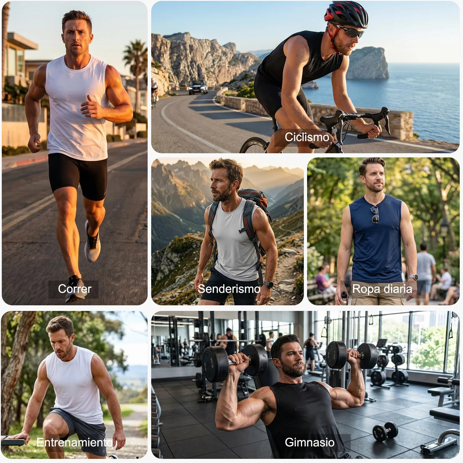 HYCOPROT Camiseta Sin Mangas Hombre Secado Rápido Muscle Tank Top Transpirable Corte Holgado Fitness Gimnasio Running