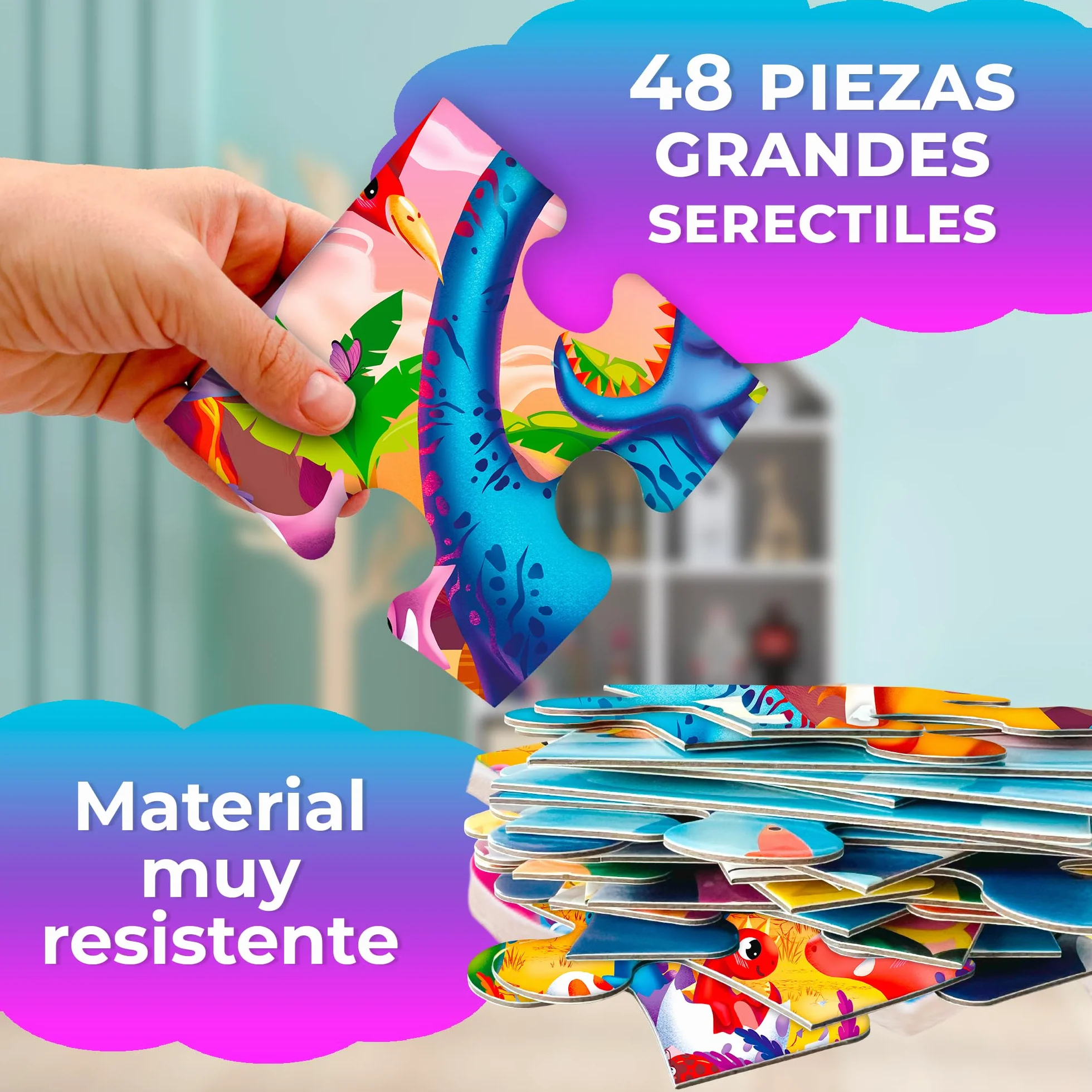 QUOKKA Puzzle Giant para Niños 3 4 5 Años - 60x90 cm 48 Piezas Puzzle XXL Gigante de Suelo Infantiles 5 6 Años - Grande Juguete Dinosaurios - Regalo Educativo para Niños y Niñas de 2 a 6