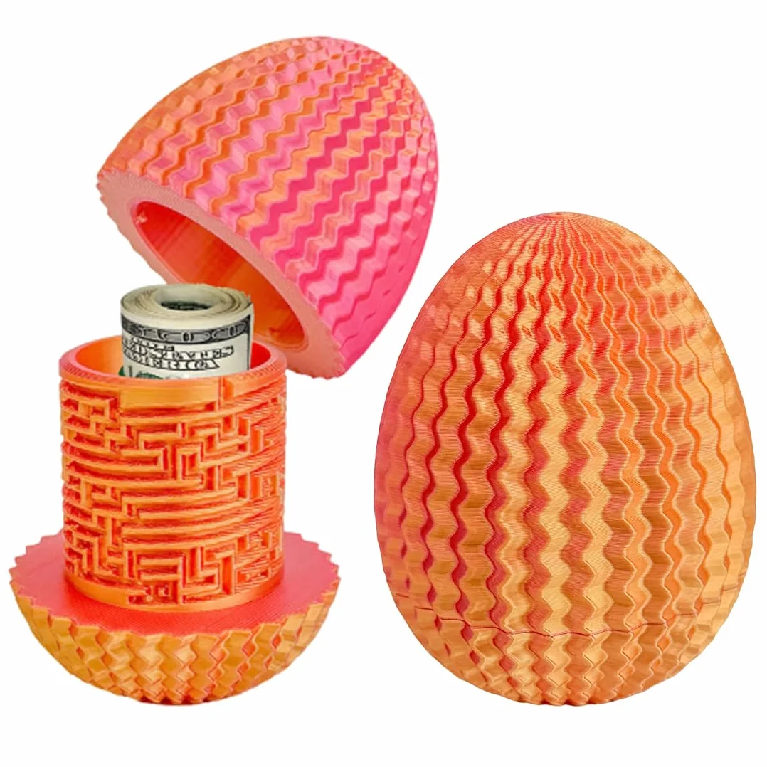 Caja de rompecabezas de laberinto ovalado de 1 pieza con compartimento secreto, para guardar dinero y regalos, caja misteriosa 3D roja, juego de rompecabezas reutilizable para adultos