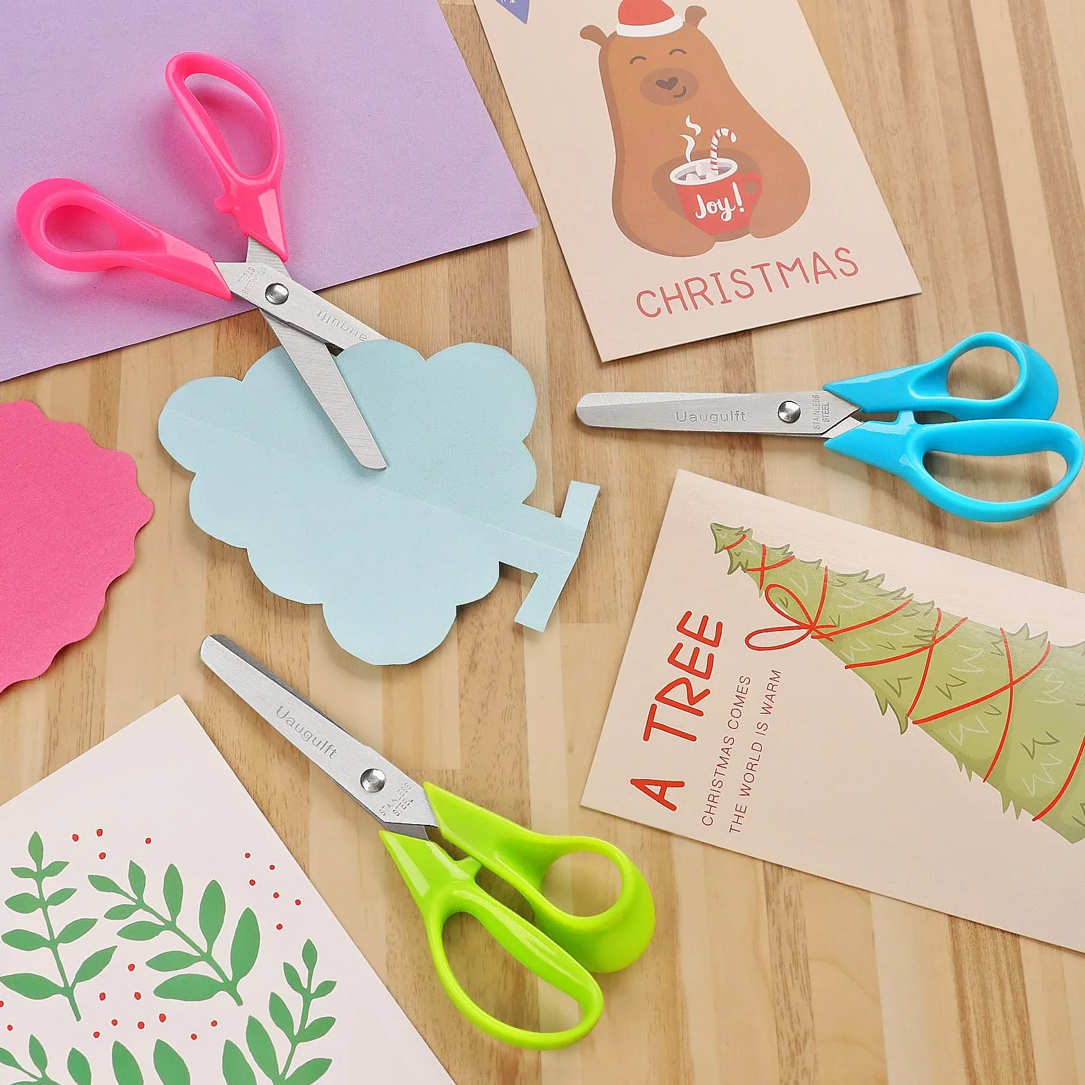 Tijeras para niños, tijeras de seguridad para niños con cuchillas de punta roma de acero inoxidable y mango ergonómico, ideales para la escuela y aulas, 6 pulgadas, paquete de