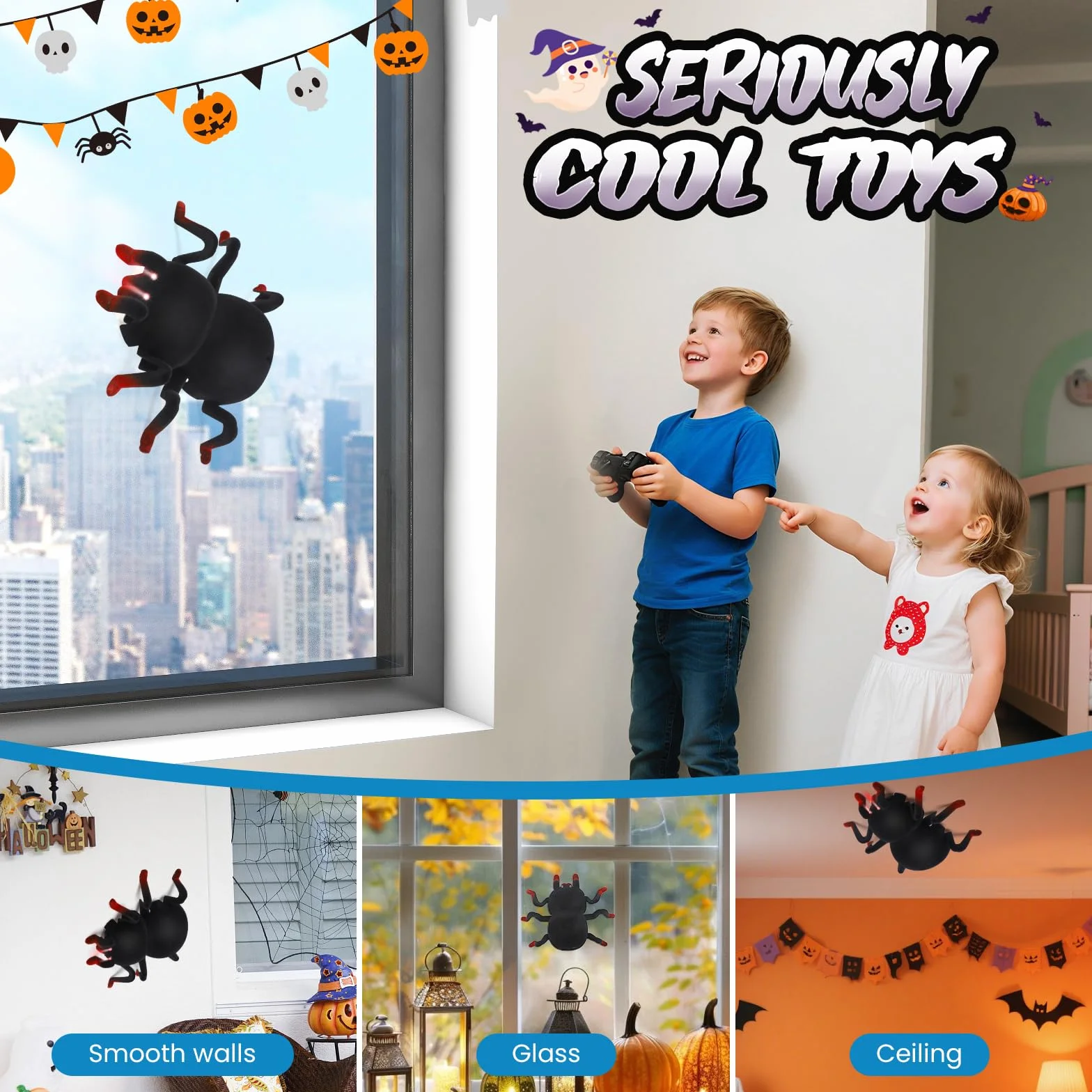 Araña RC a Control Remoto - Trepa Paredes y Techos, Recargable con Ojos LED - Juguete Robot Araña para Niños de 3 Años en Adelante Escalofriante para Niños y Niñas