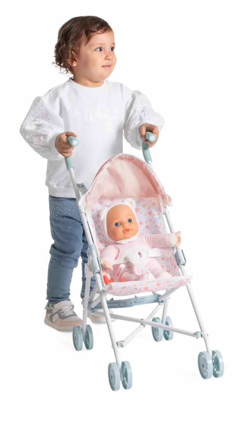 Chicco Cochecito para Muñecas My First Doll, para niños a Partir de 3 años, Cochecito de Juguete con 4 Ruedas, Ligero y fácil de Plegar, Asiento de Tela y Capota Plegable