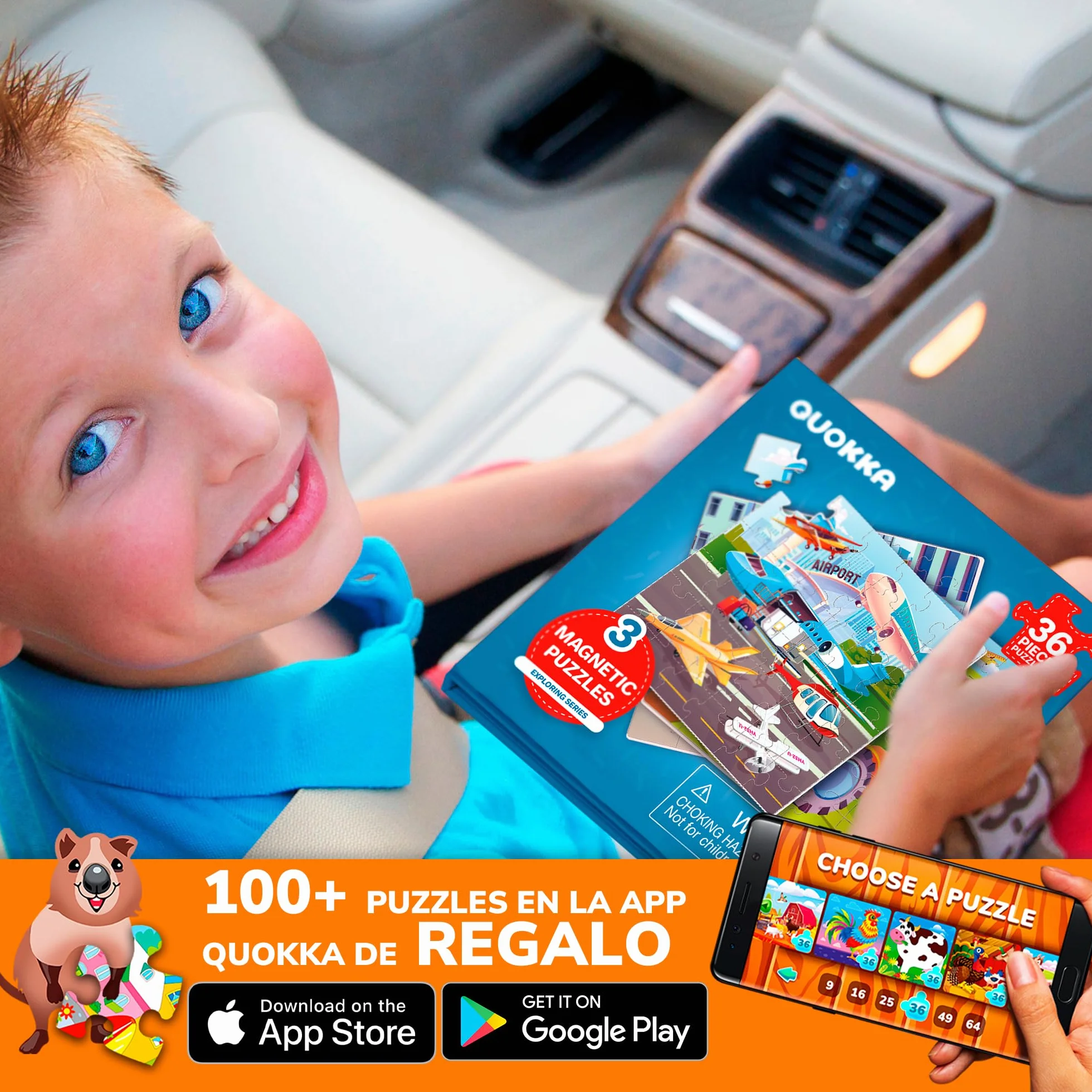 QUOKKA Puzzle Magnetico 36 Piezas Transporte Juegos Viaje Niños 3 4 5 Años Regalo