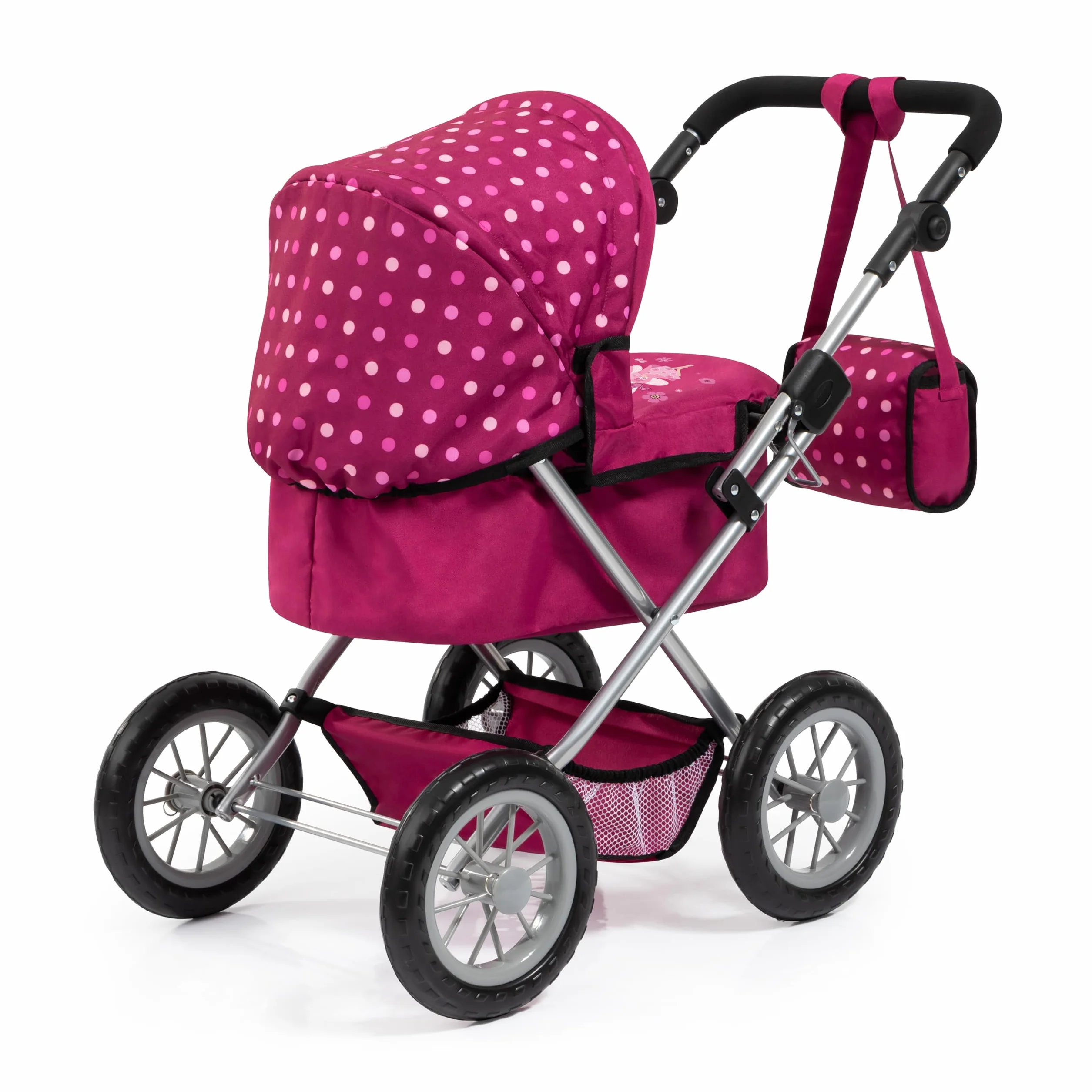 Bayer Design 13067Aa, Cochecito, Carro Muñecas Trendy, Combolsa, Plegable, Ajustable, Rojo, Hadas, Color Motivo