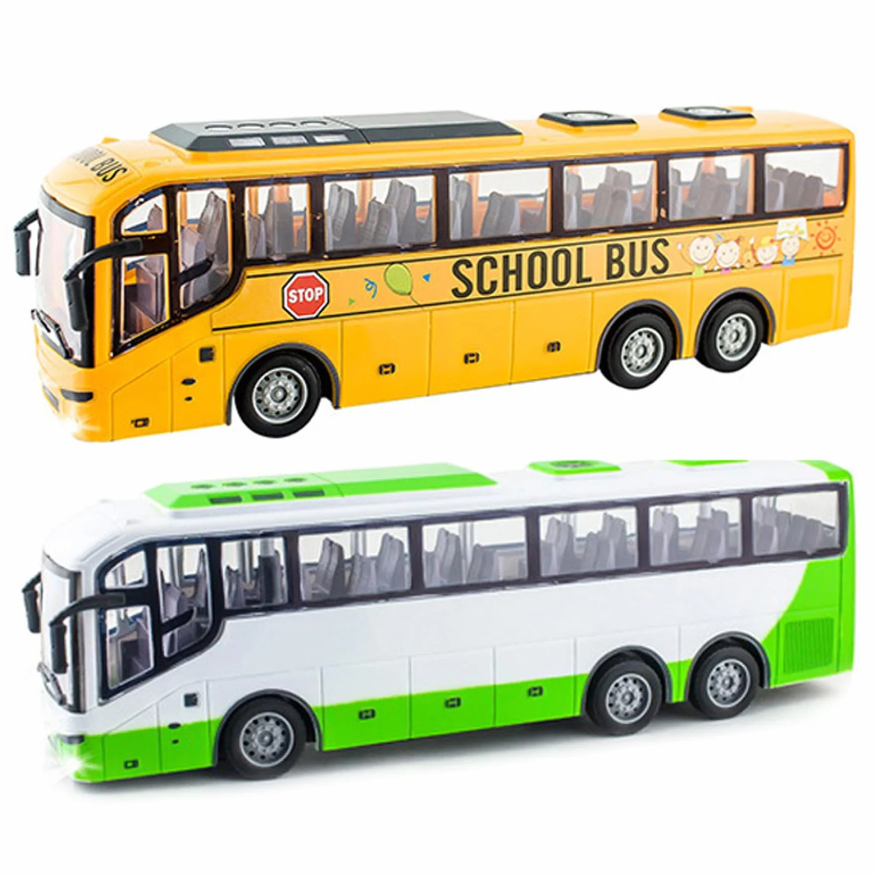 Toy Bus, 12.4x3.2x4.5 pulgadas Juguete de autobús inalámbrico eléctrico, simulador de turismo realista a escala 1:30, control remoto divertido, regalo creativo para niños, sin batería, verde.