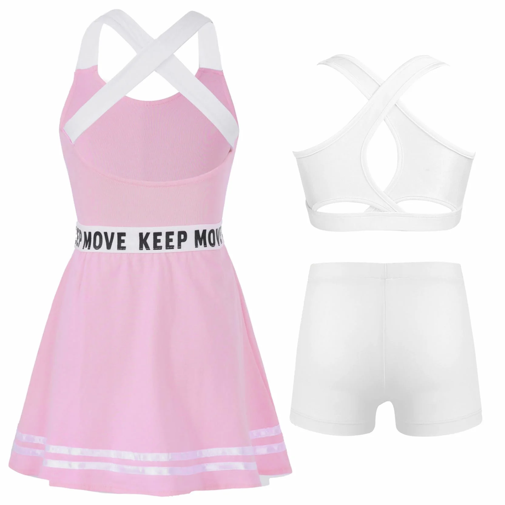 Vestido de tenis para niña con camisetas de tirantes y pantalones cortos, traje deportivo