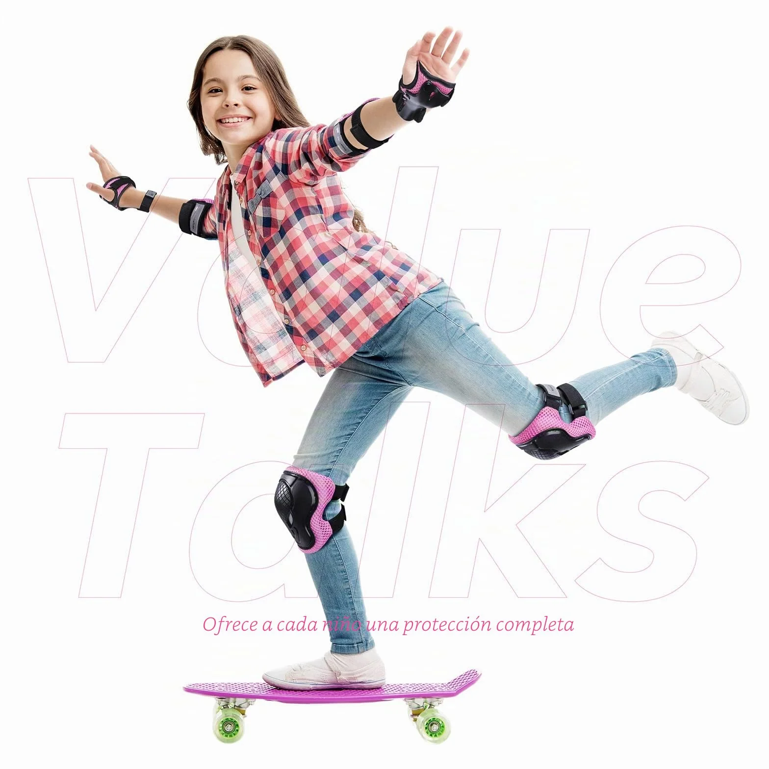 Rodilleras y Coderas para Patines en Linea, Ciclismo para Niña y Niño