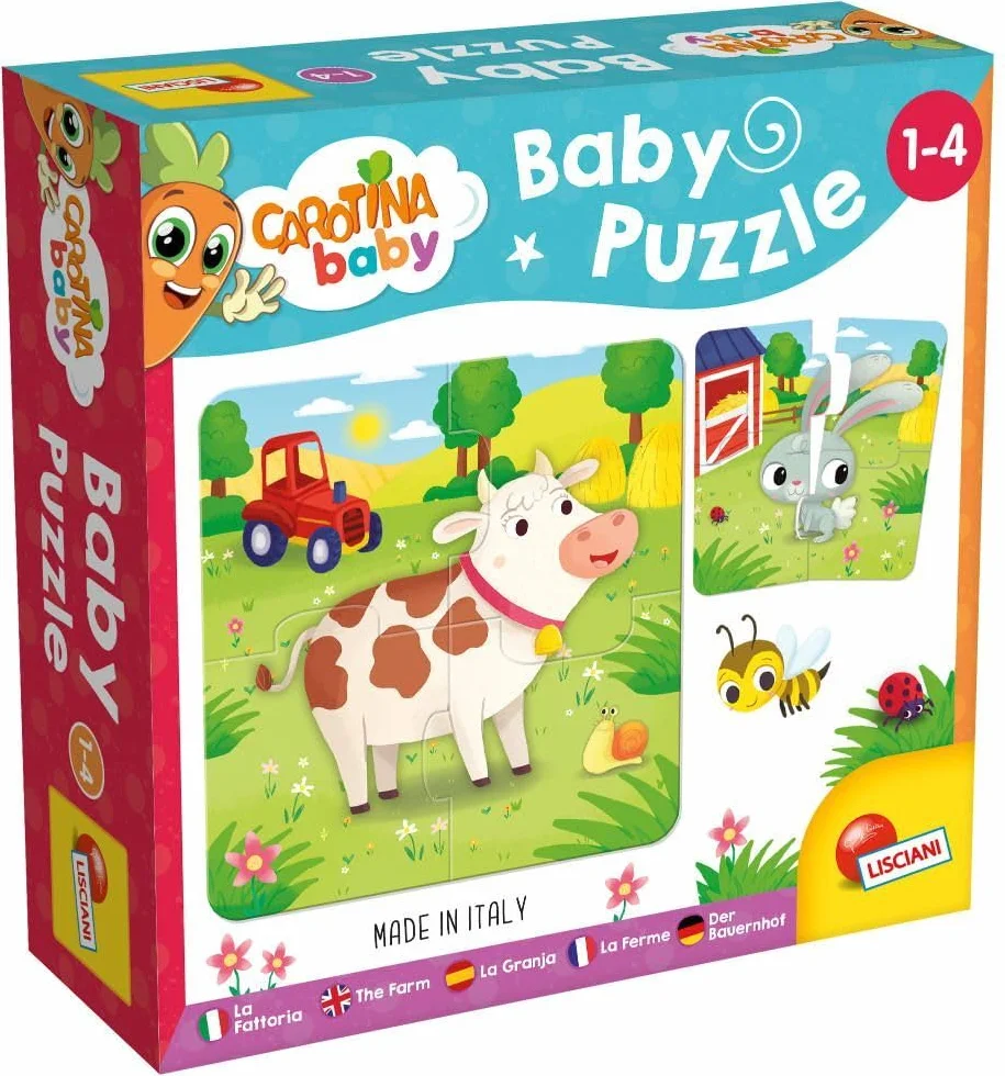 Lisciani CAROTINA BABY Puzzle La Granja Juego Educativo Animales Granja Aprendizaje Niños 1-4 años