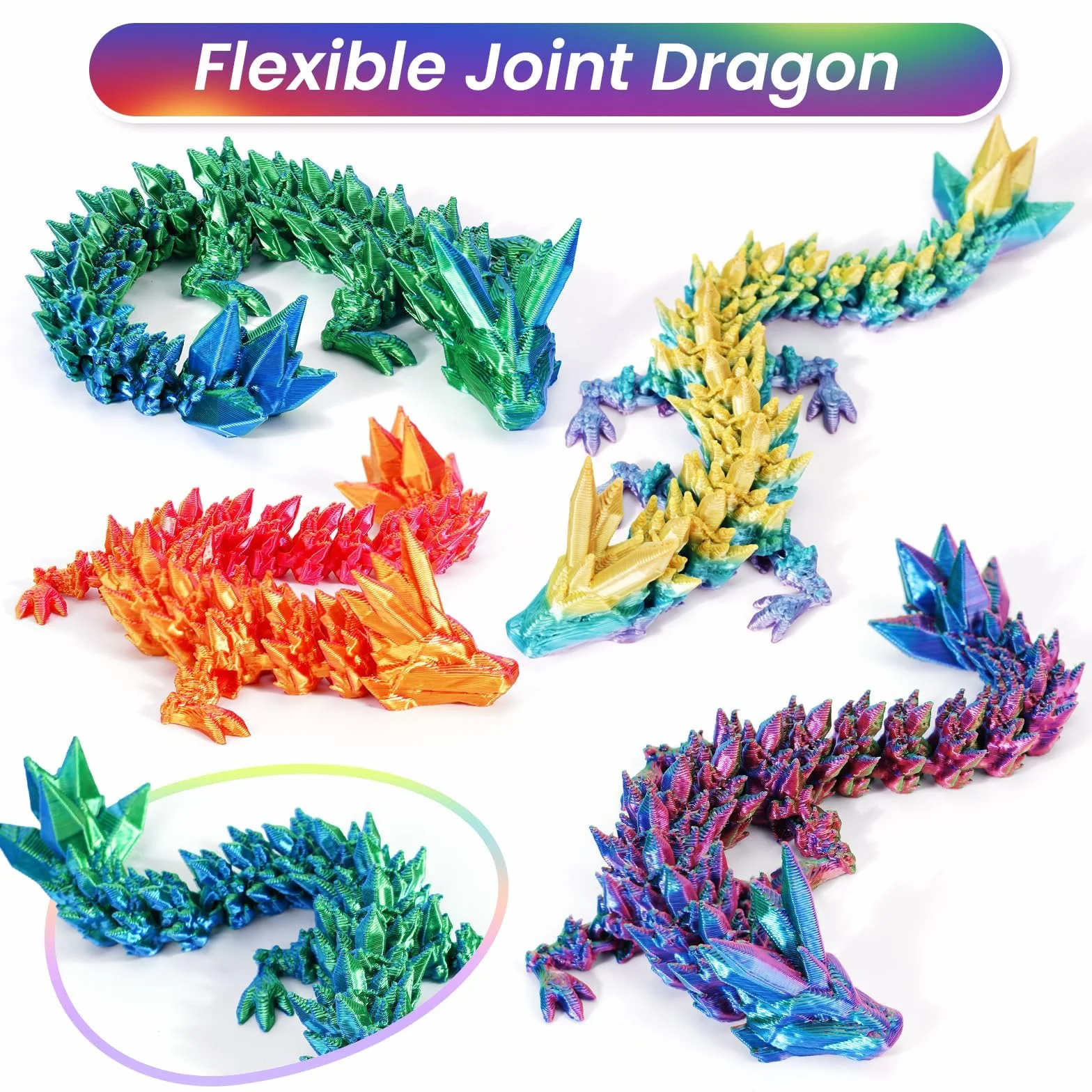 Set de 4 Huevos de dragón Impresos en 3D con Dragones articulados en su Interior Juguete Fidget de dragón para niños y Adultos Decoración para casa Oficina Regalo para Pascua Navidad cumpleaños