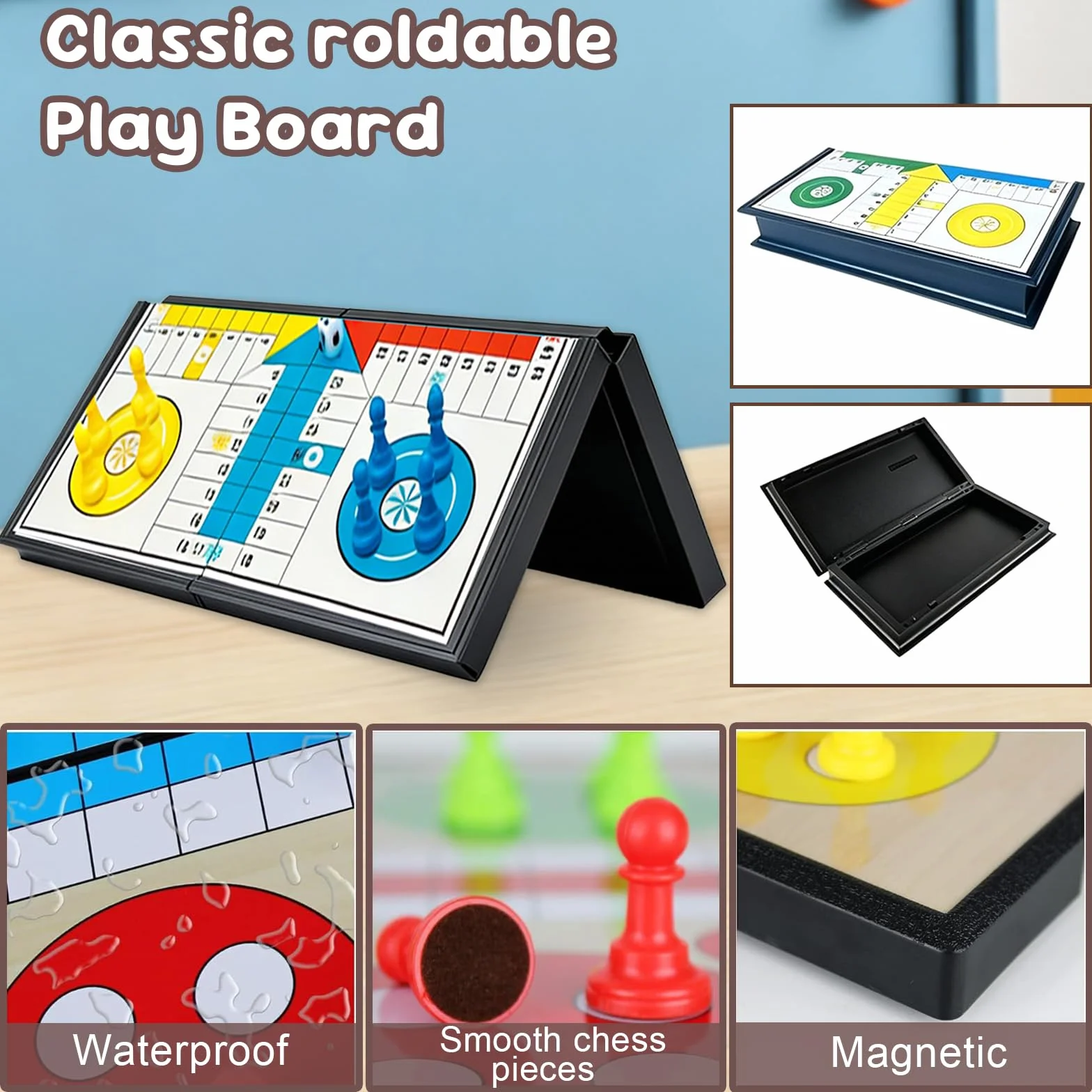 3 en 1 Parchis Magnetico Incluye Serpientes Escaleras, Ajedrez Aviones Ajedrez con Dados, Portátil Ajedrezs para Niños, Juegos Educativos para Toda Familia, Ideales para Viajes por Carretera