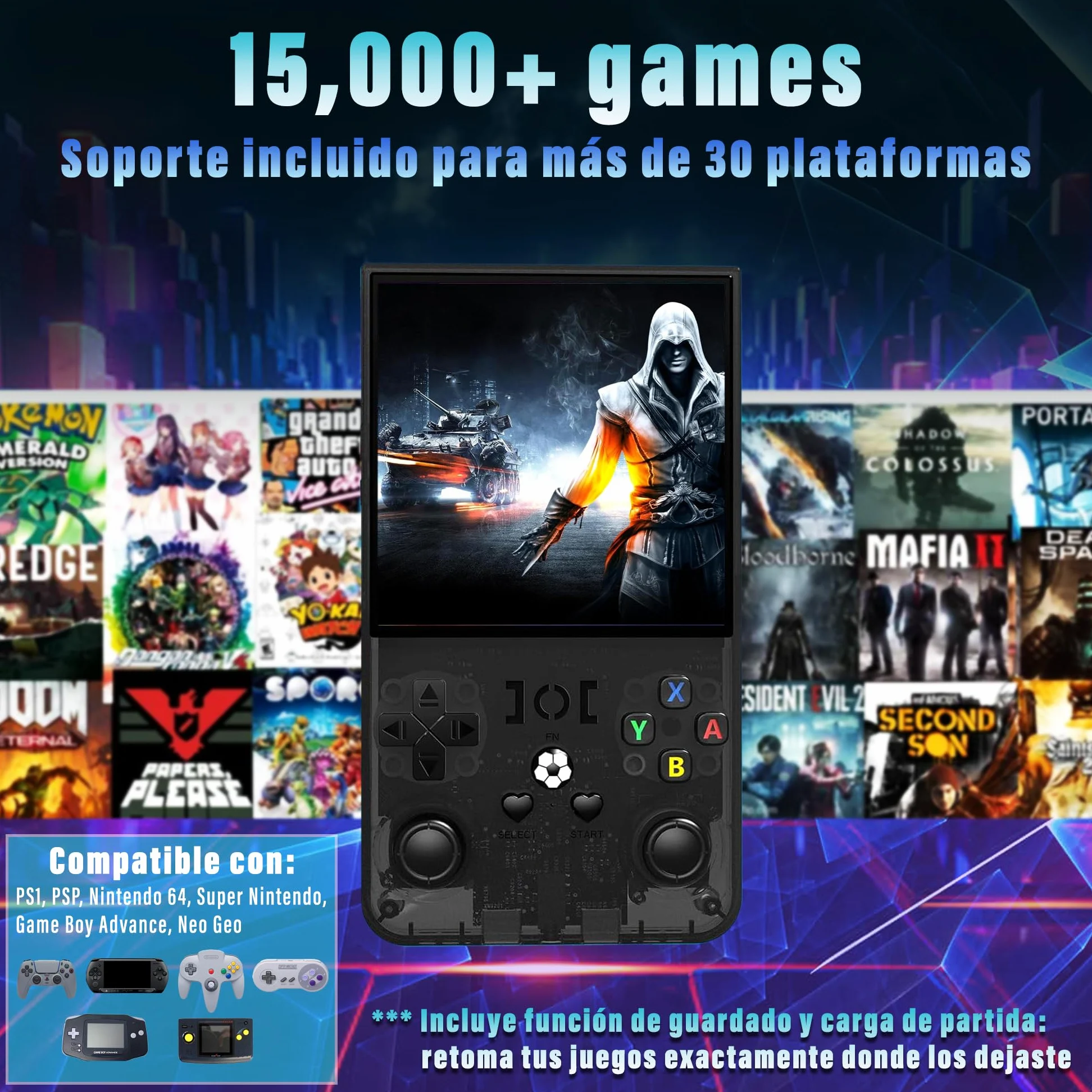 Brown Rubber Bear Consola Retro Portátil R36MAX 2026 con más de 15.000 juegos y Funda Protectora, Pantalla IPS HD de 4 pulgadas, 64 GB de Memoria, Batería de 4000 mAh hasta 6 h, Linux optimizado.