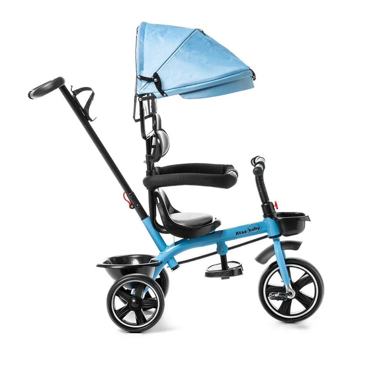 ATAA Triciclo Infantil Baby ERUM Azul con Mango Regulable Cesta reposapies Ruedas antipinchazos y Asiento ergonomico 360º