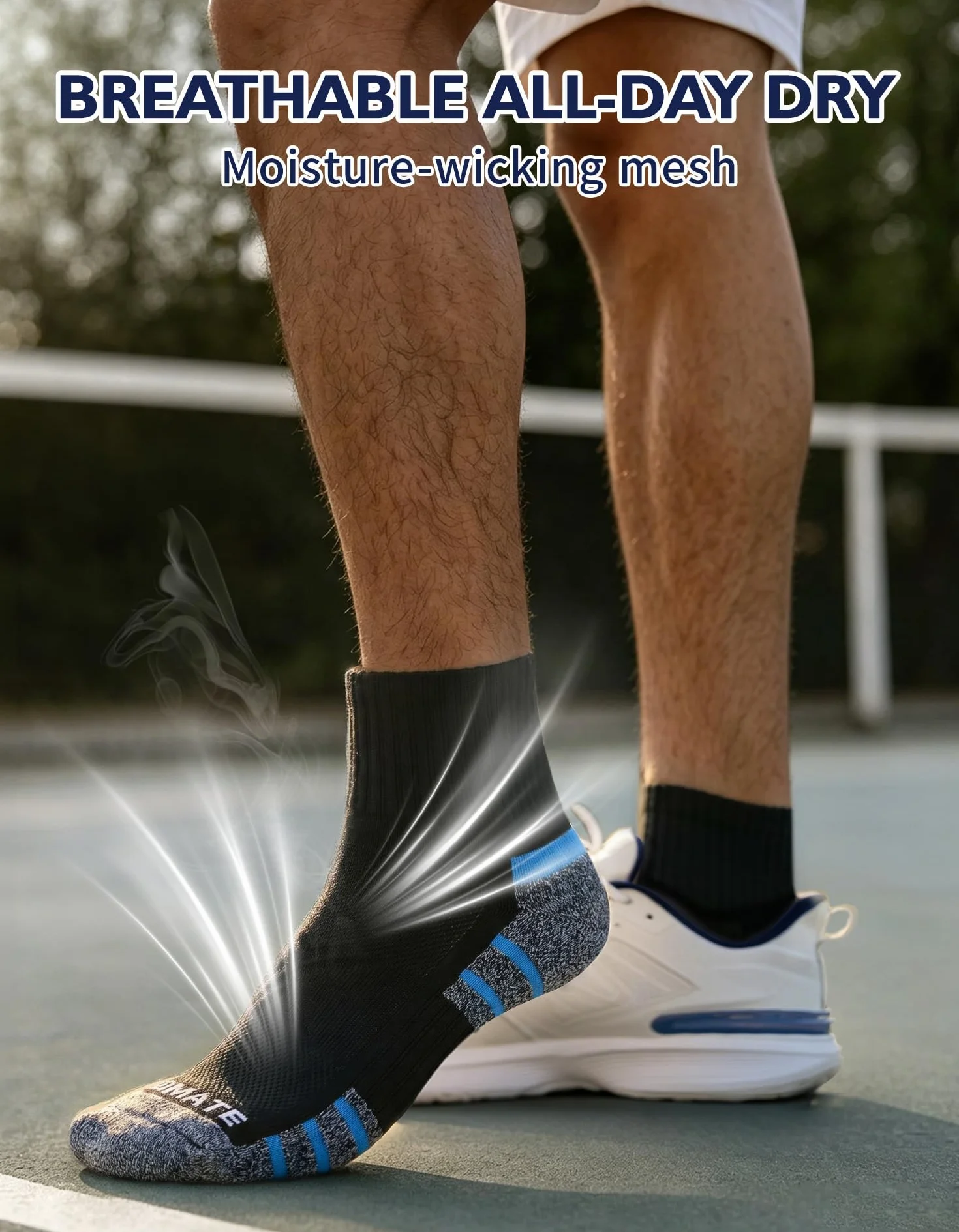 CLOSEMATE Calcetines Deporte Hombre Tobilleros 6 Pares Acolchados Algodón Transpirables Antiampollas Running Negros Blancos 39-42 43-46 47-50