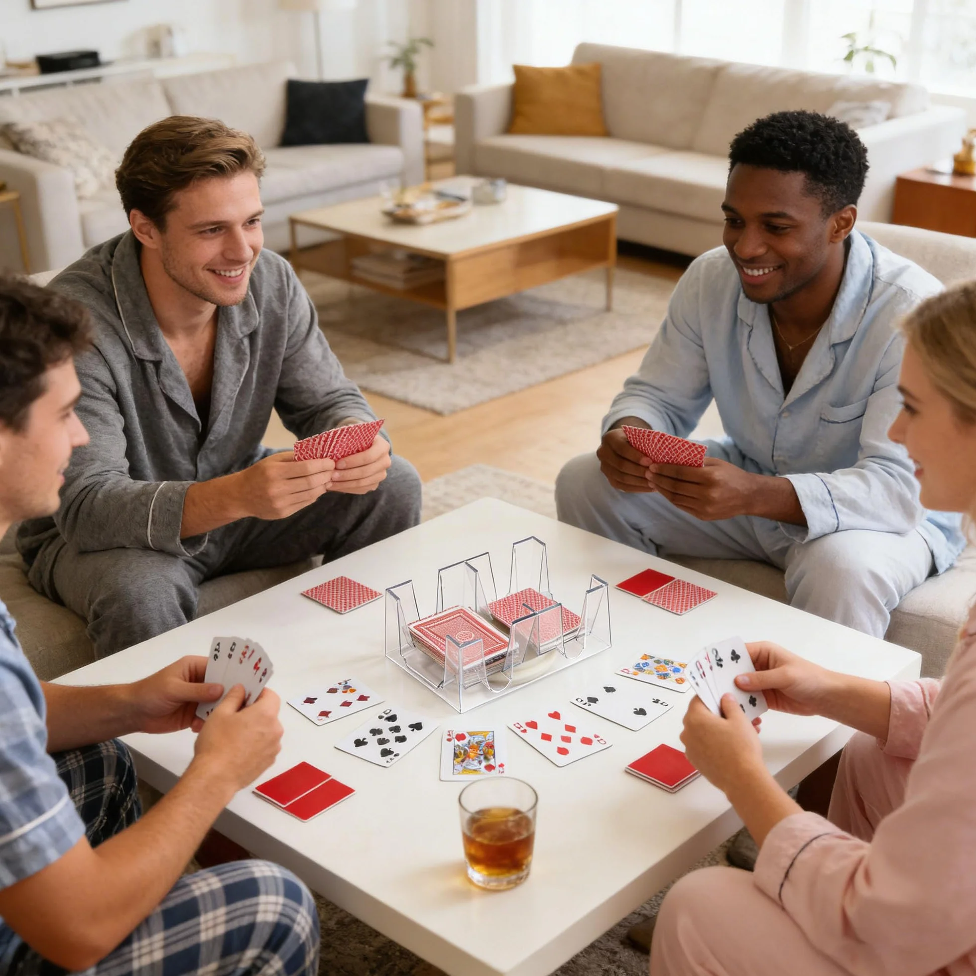 Bandeja giratoria para Naipes, Bandeja de Cartas de Juego, Poner 12 póquer, Transparente, Accesorios para Juegos de Cartas, Apto para Juegos de Mesa con Cartas