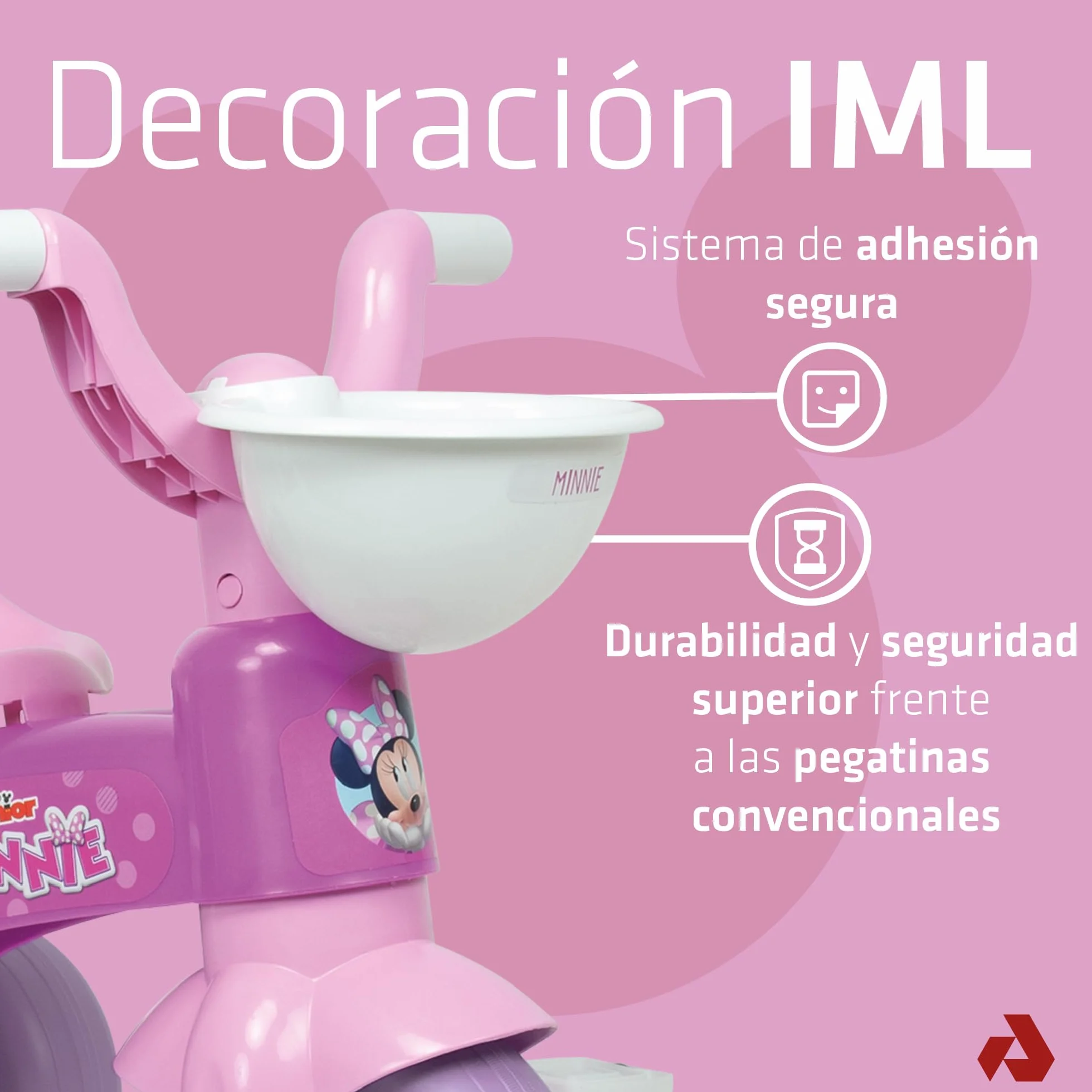 Triciclo Bebe 1 Año 2 Años 3 Años Trico MAX Minnie Mouse - Triciclo Infantil para Niños y Niñas - Triciclo Ligero con Pedales + Cesta Delantera y Trasera Portaobjetos - INJUSA
