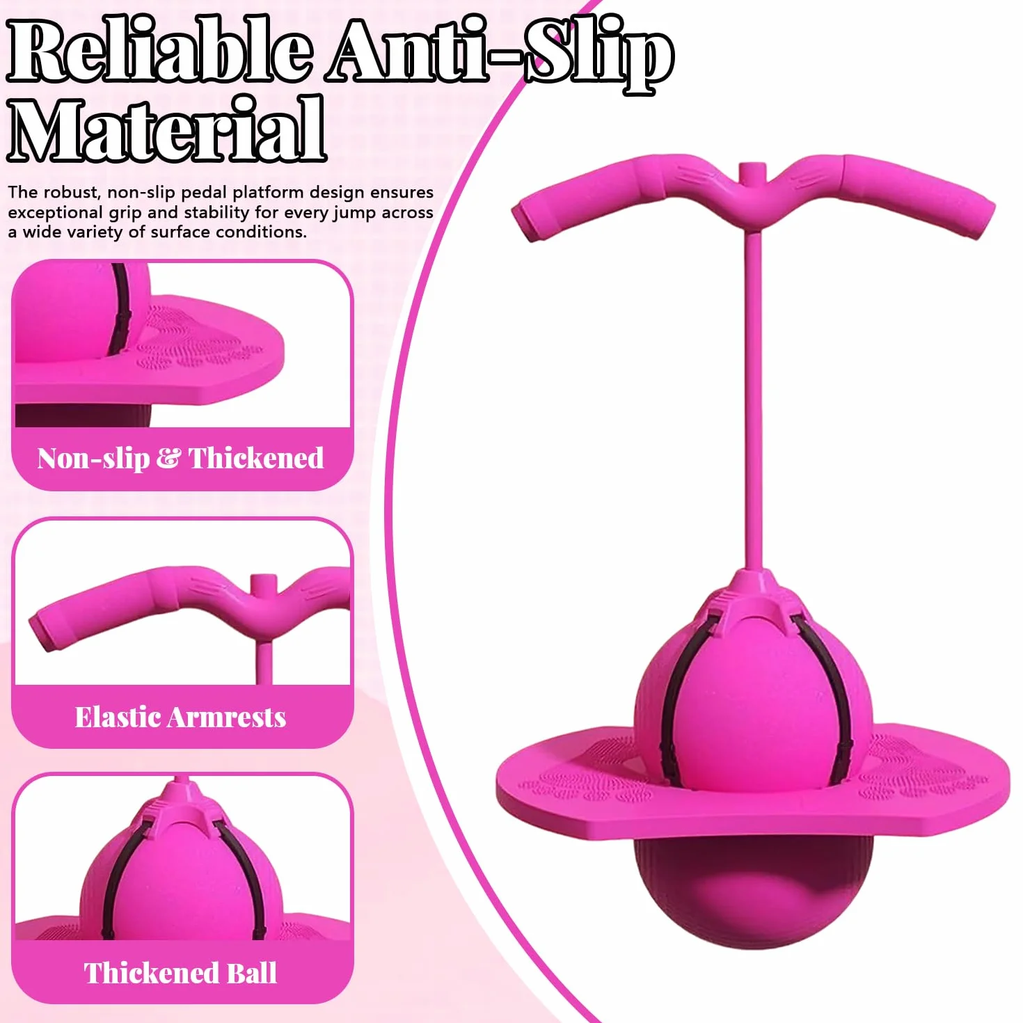Pelota De Equilibrio Saltarín, Divertida Equilibrio Saltar Pelotas Juguete, Pelota Saltarina con Mango, Juguete Saltarín Exterior, para Entrenamiento del Equilibrio y Deportes (Rosa)