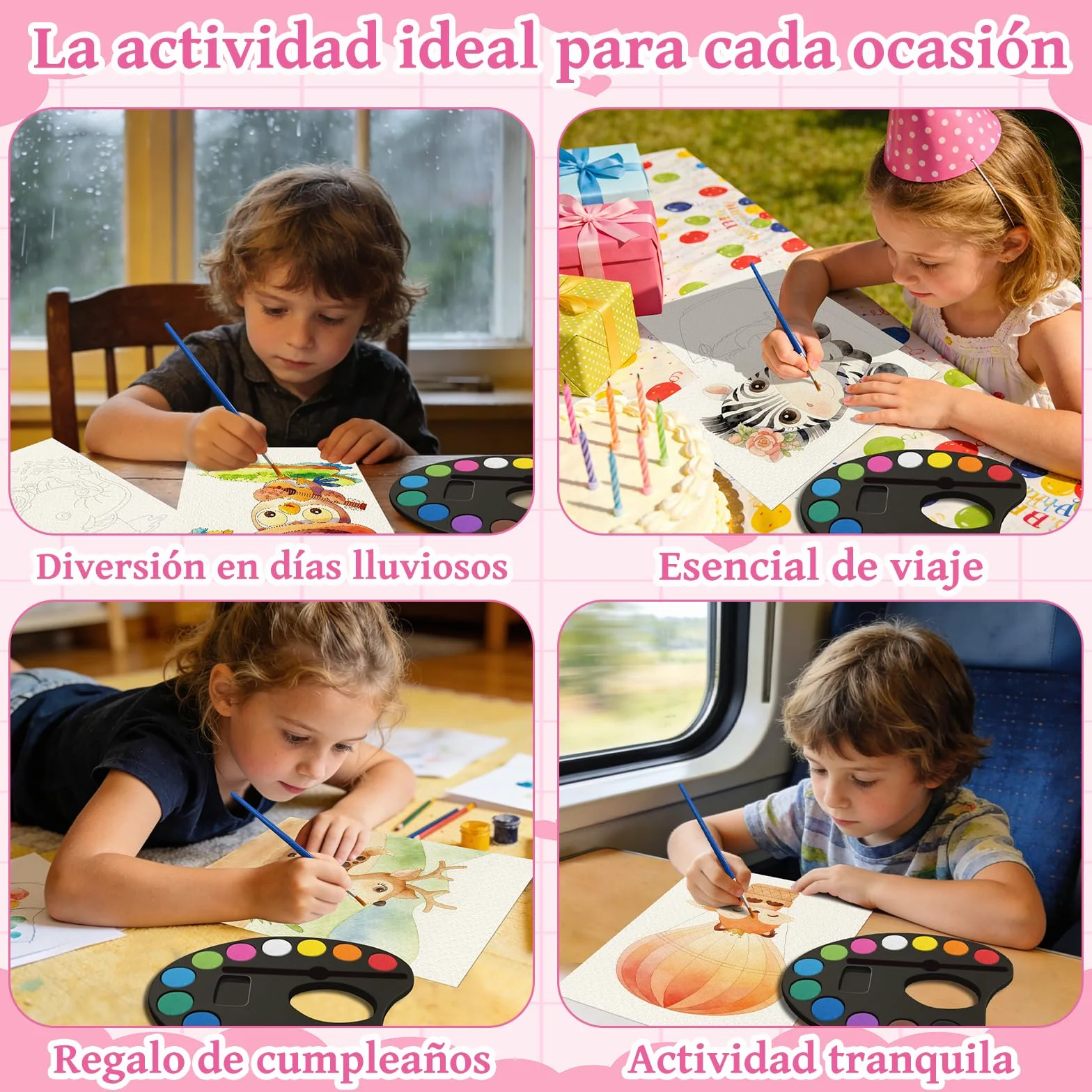 Elfew Pintura con Acuarelas para Ninos de 4 A 8 Anos, Libro para Colorear con Acuarelas, Juego de Acuarelas, Regalos para Niñas y Niños
