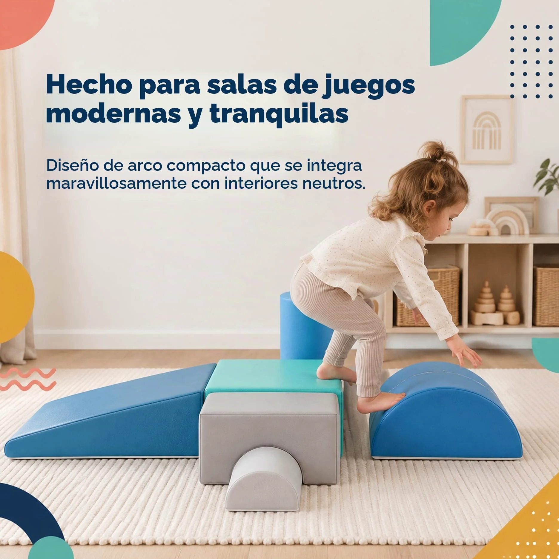 JungleDove Juego de 6 Bloques de Espuma para Niños: Cuero PU Bloques Psicomotricidad Infantil - Set de Escalada Arco Elíptico Suave Ligero para Interior Infantil para Escalar y Niños de 4 Años