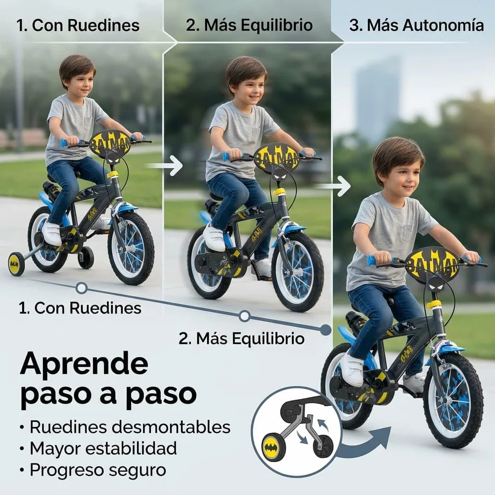 TOIMSA Bicicleta 14" Batman 4/6 Ños, Multicolor, 14913