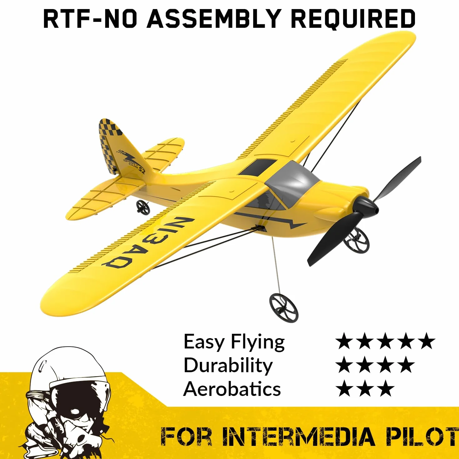 volantexrc Sport Cub S2 - Avión RC de 3 Canales con Estabilizador Giroscópico de 6 Ejes, Sistema 2.4 GHz, RTF con 2 Baterías, Ideal para Adultos, Niños y Principiantes
