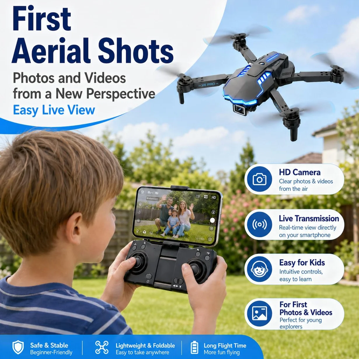 Dron con Camara 1080P para Niño y Adultos RC Quadcopter con Motor sin Escobilla Drone FPV para Principiantes con 30min de Vuelo/Altitud Retención, Juguete para Niño Regalos Cumpleaños (Grey)