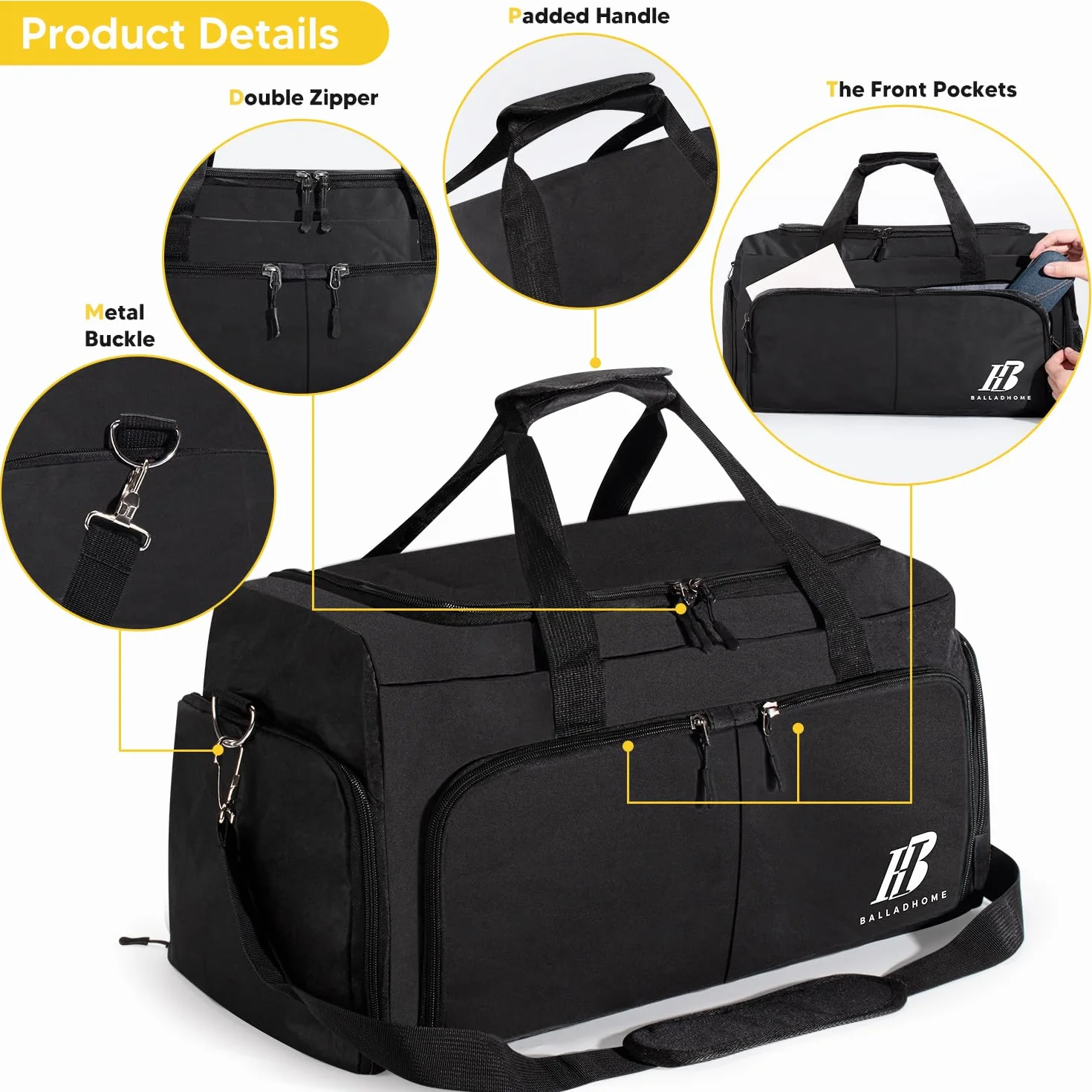 Bolsa Deporte Gimnasio con Compartimento para Zapatos Bolsos Deportivos Travel Duffle Bag